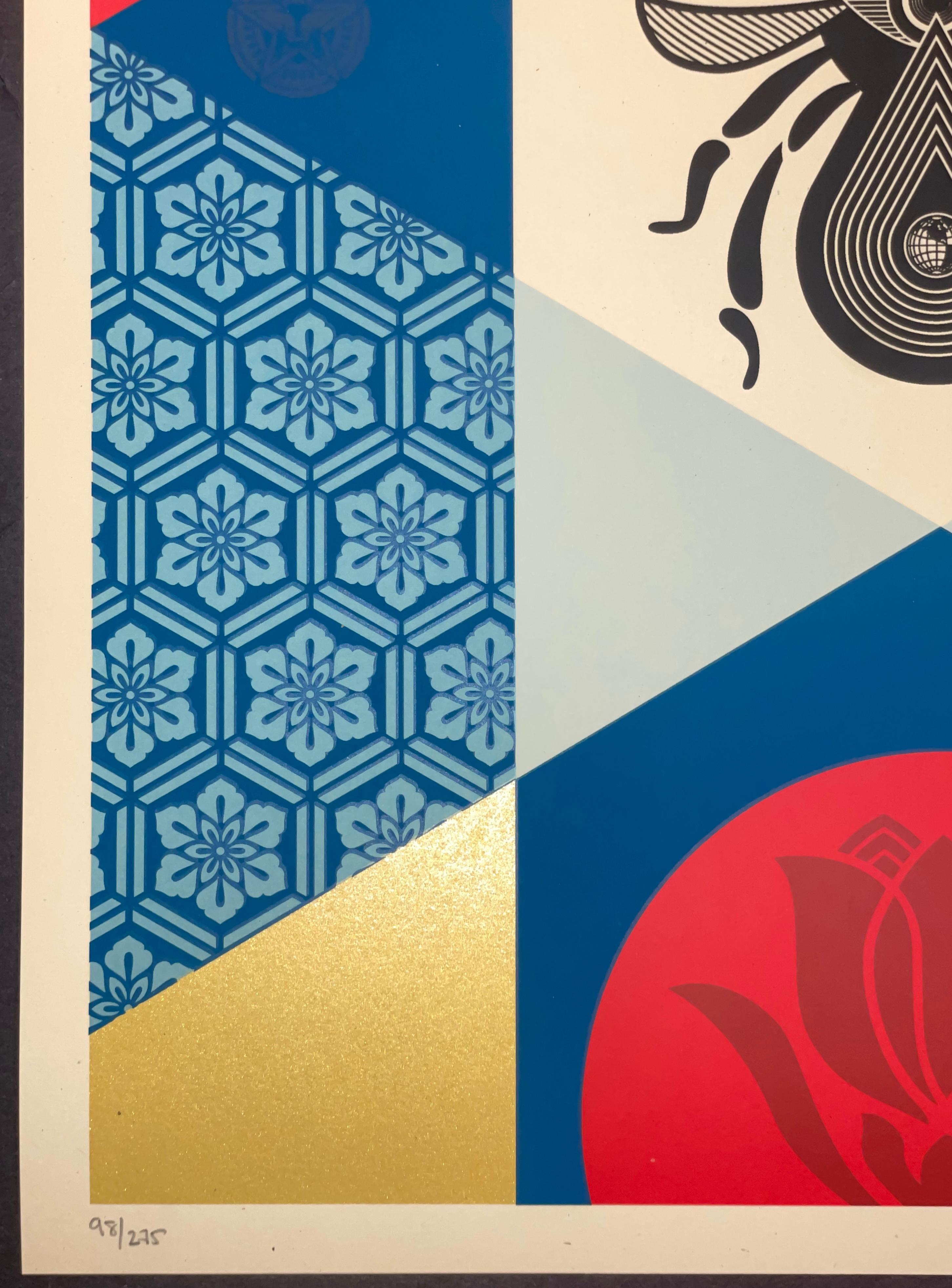 Shepard Fairey Bee Geometric Diptych Fine Arts Serigrafie Street Contemporanee 3