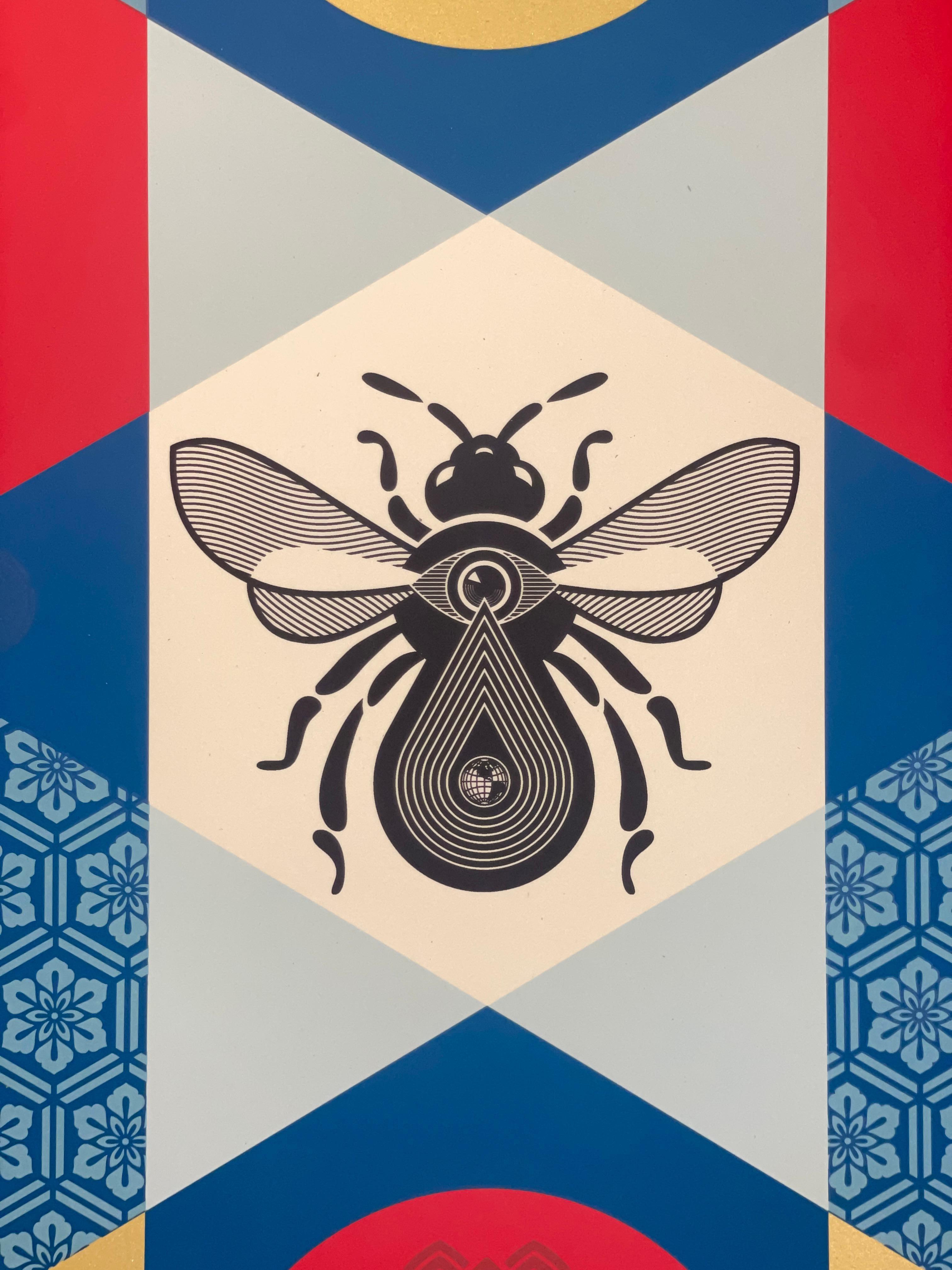 Shepard Fairey Bee Geometric Diptych Fine Arts Serigrafie Street Contemporanee 7