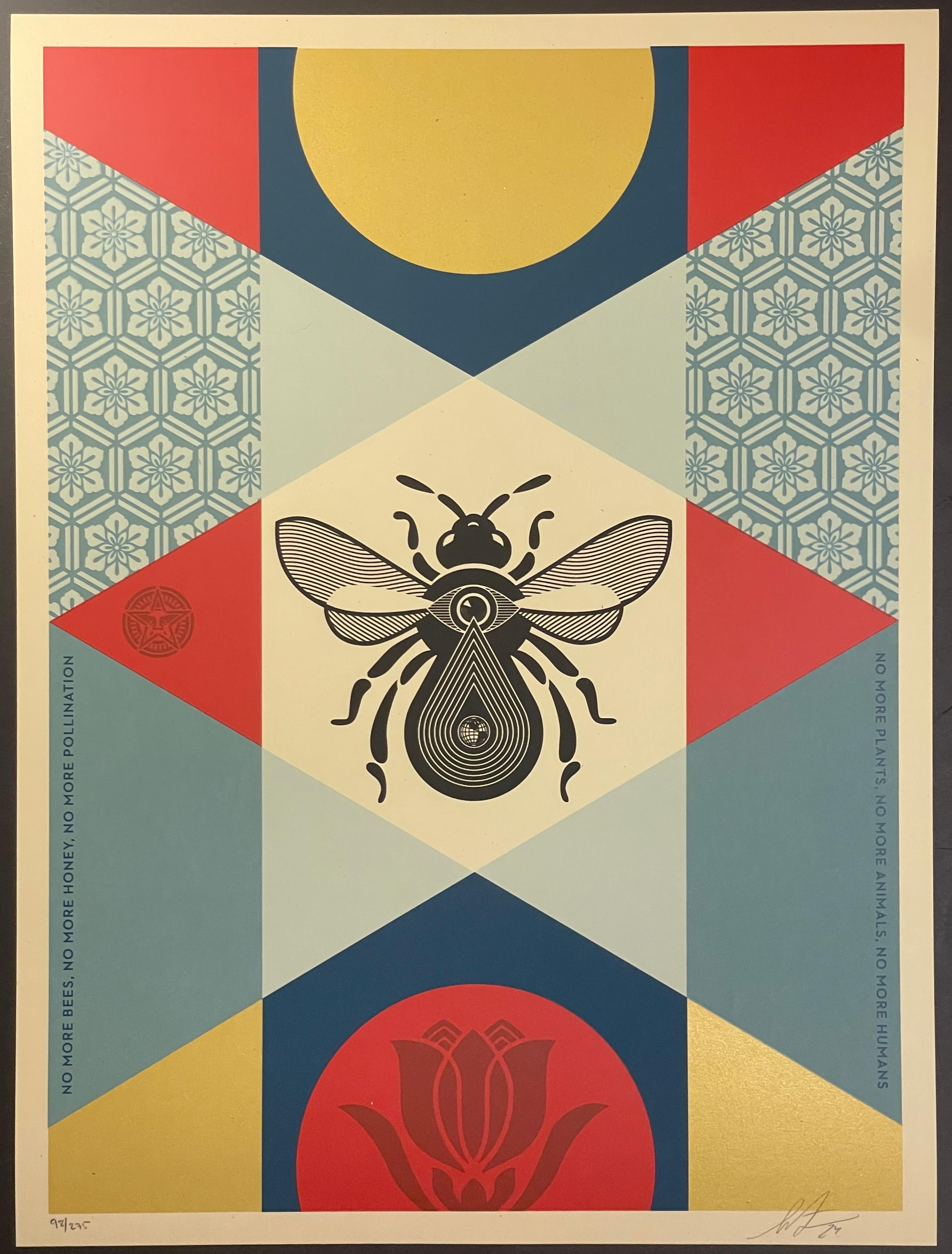 Shepard Fairey Abeja Geométrica Oro Bellas Artes Serigrafía Rojo Calle Contemporáneo en venta 8