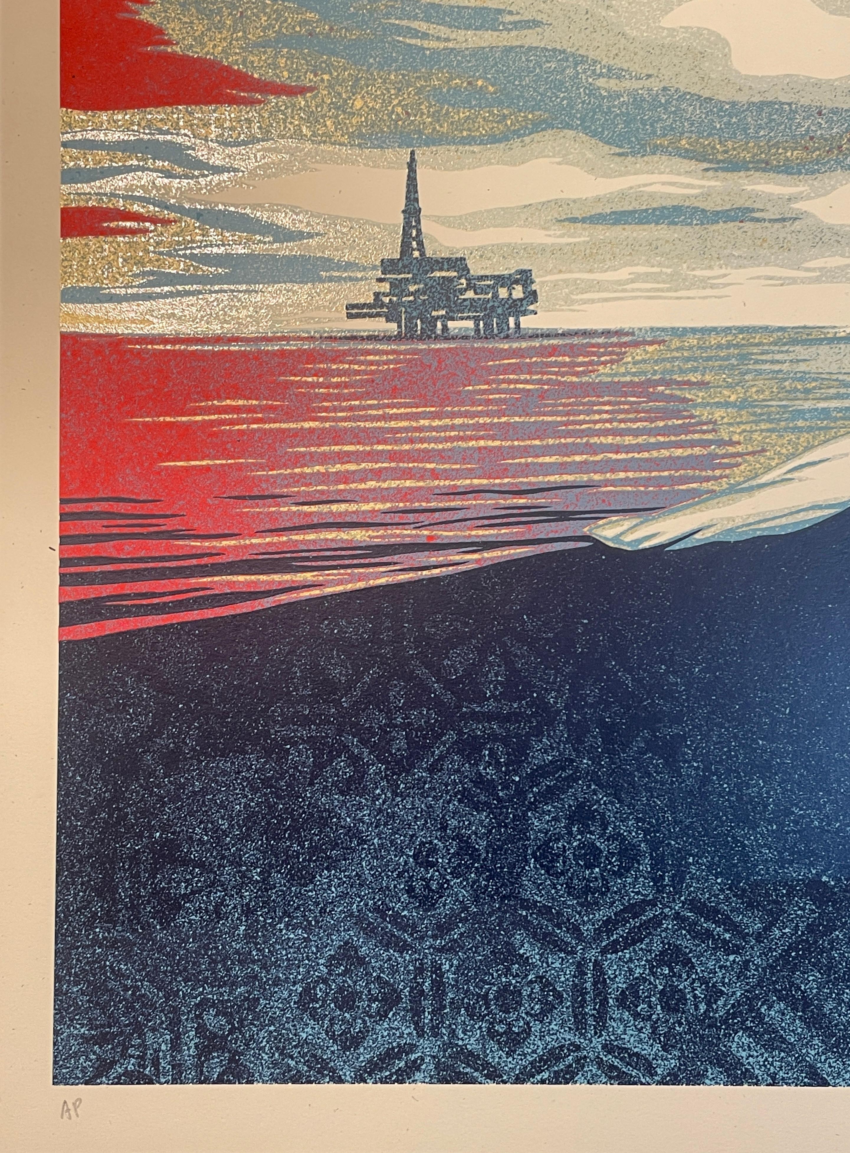 Shepard Fairey Bliss at the Cliff's Edge Prueba de artista Serigrafía Calentamiento global en venta 1