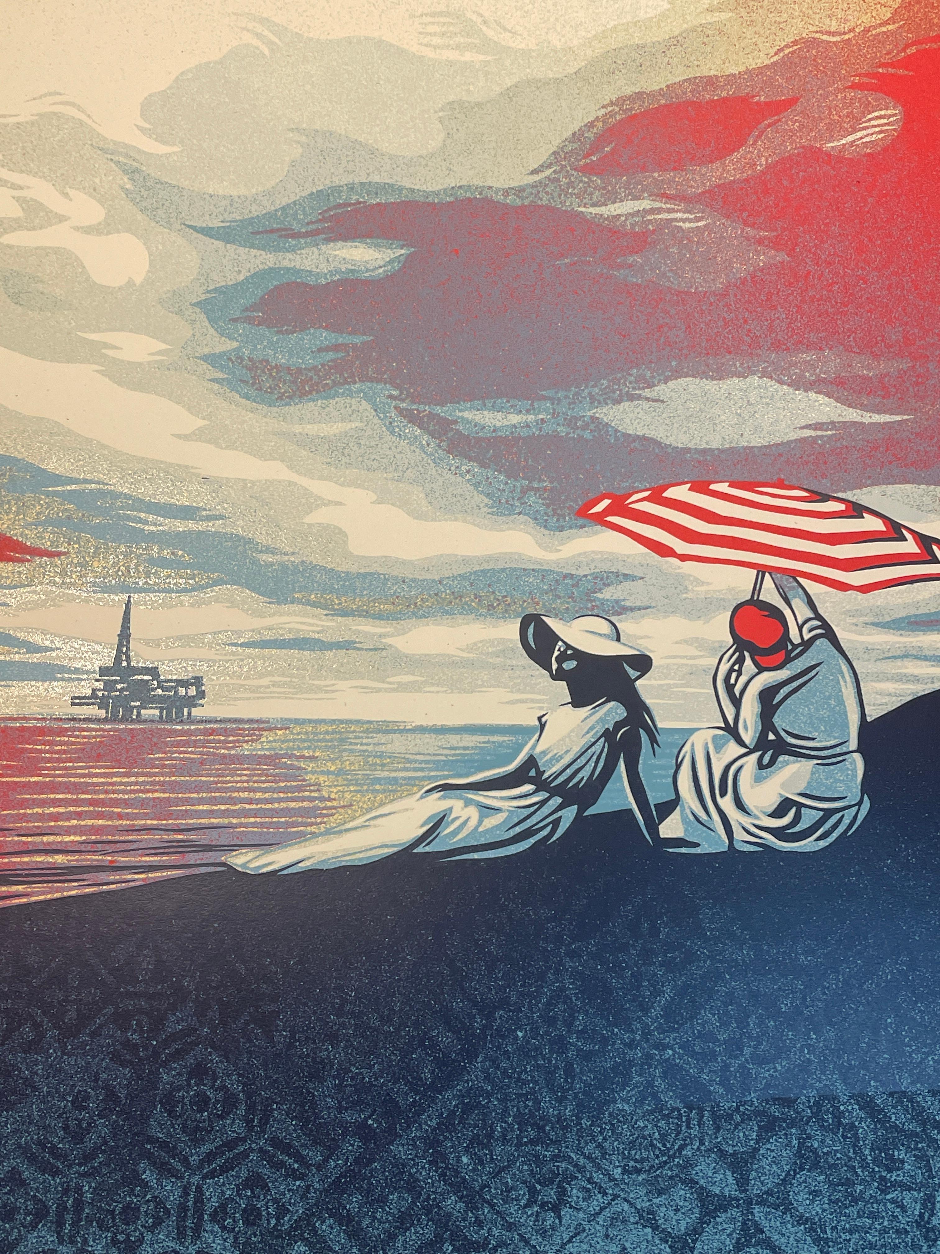 Shepard Fairey Bliss at the Cliff's Edge Prueba de artista Serigrafía Calentamiento global en venta 2