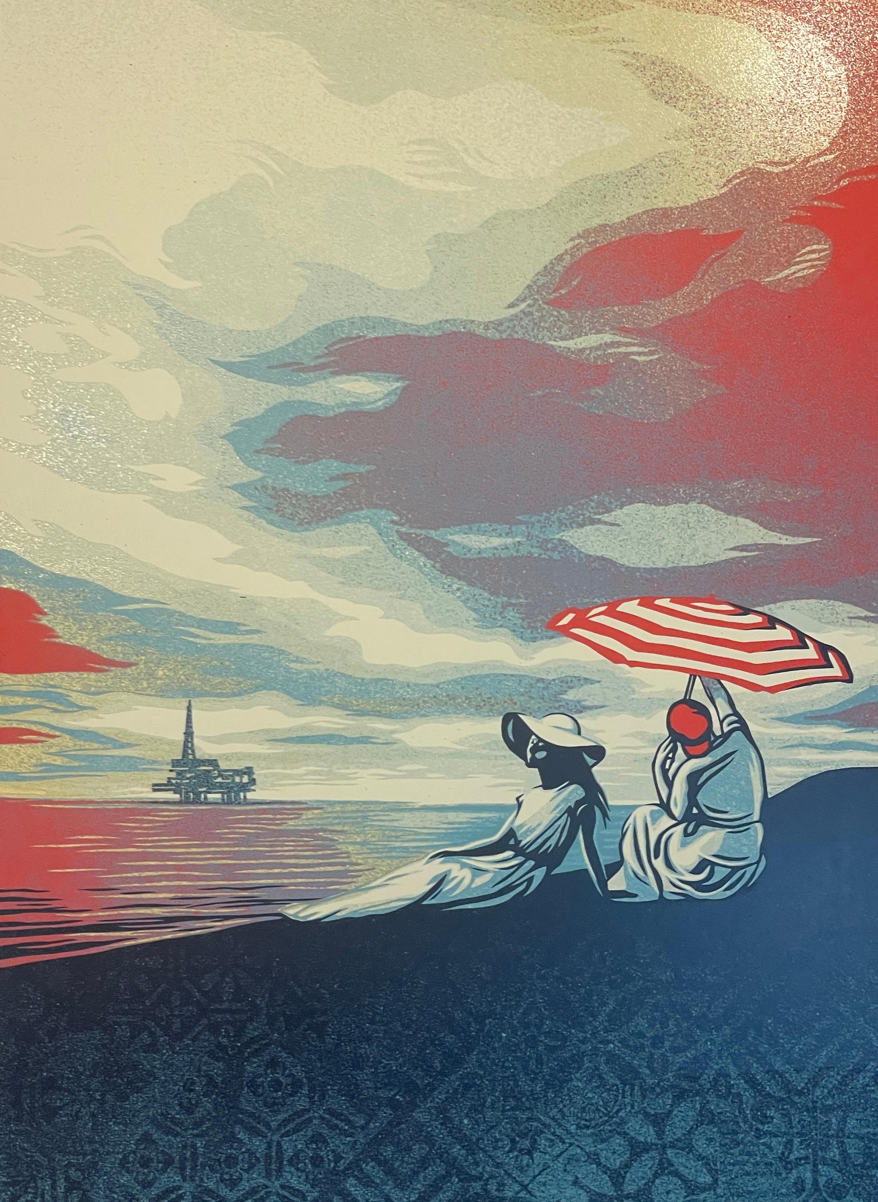 Shepard Fairey Bliss at the Cliff's Edge Prueba de artista Serigrafía Calentamiento global en venta 4