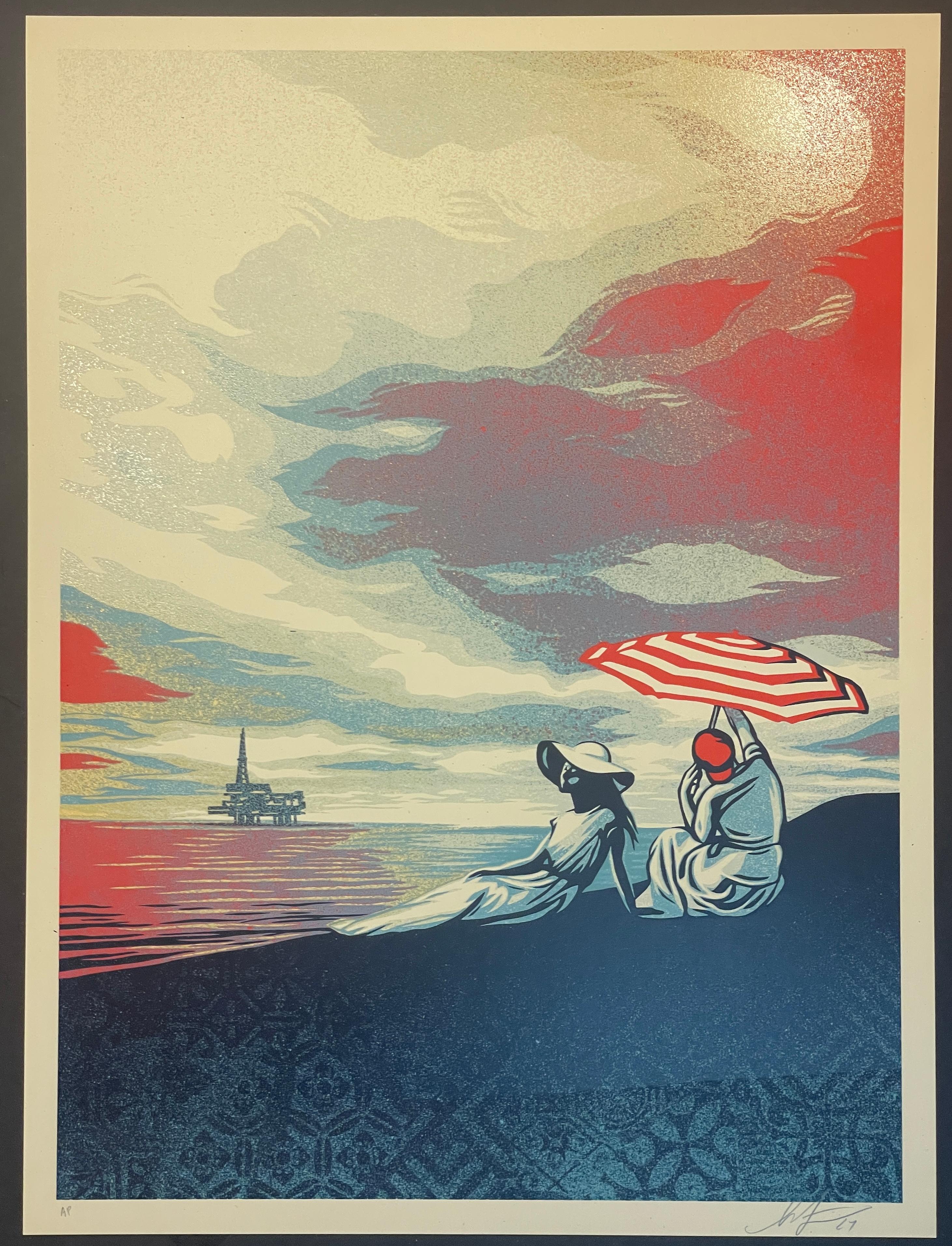 Shepard Fairey Bliss at the Cliff's Edge Prueba de artista Serigrafía Calentamiento global en venta 5