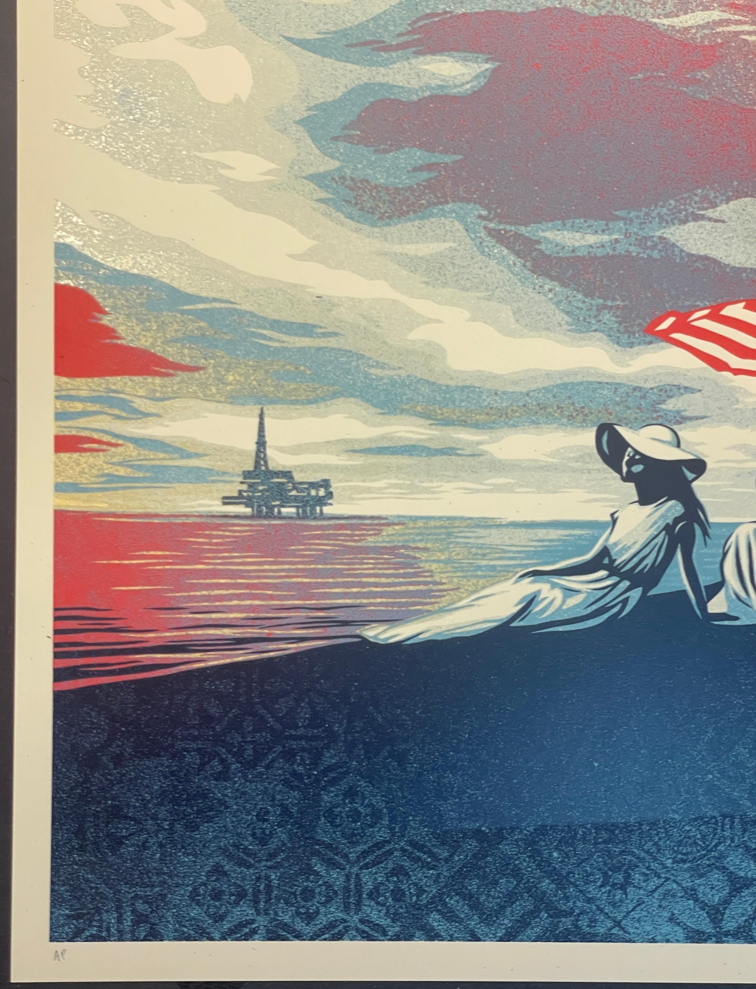 Shepard Fairey Bliss at the Cliff's Edge Prueba de artista Serigrafía Calentamiento global en venta 6