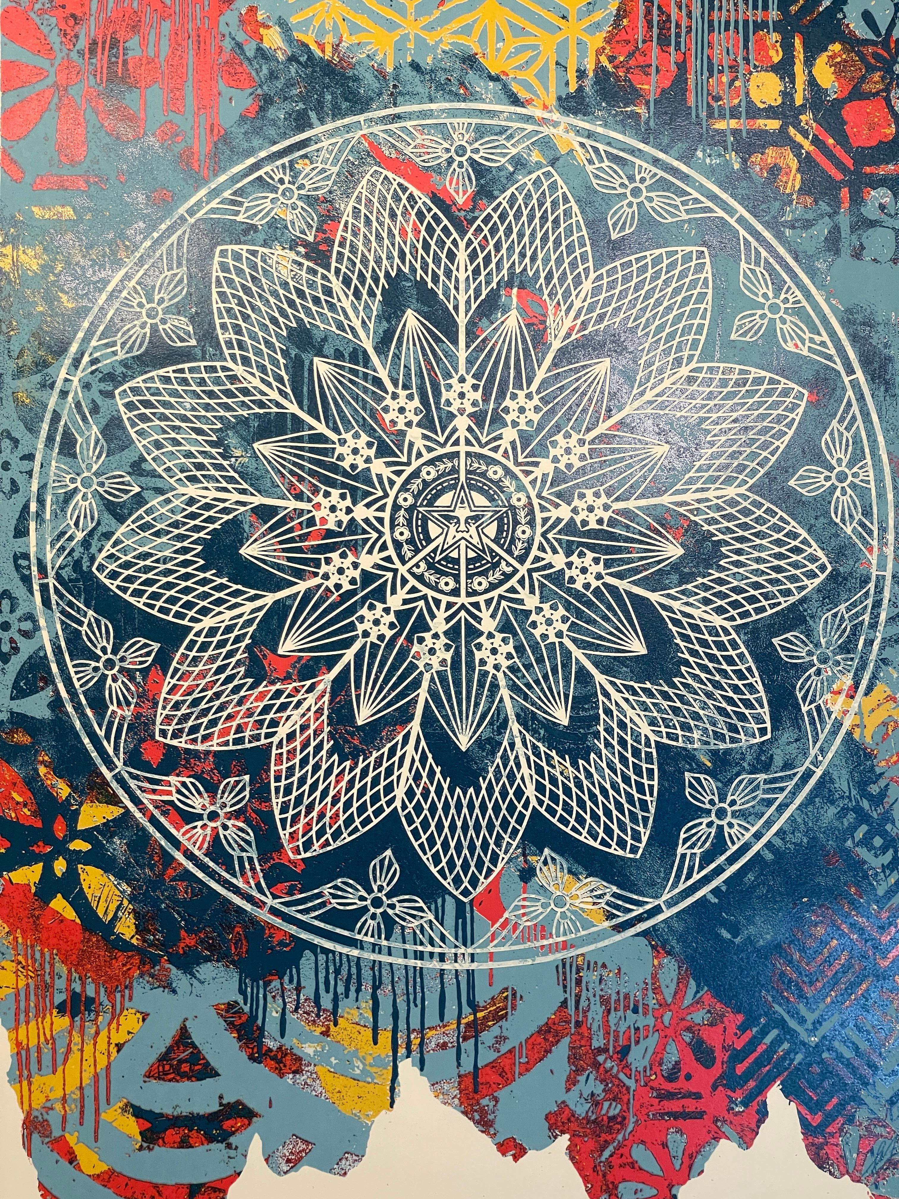 Shepard Fairey Collage Peace Mandala Serigrafia Blue Street Contemporary 1