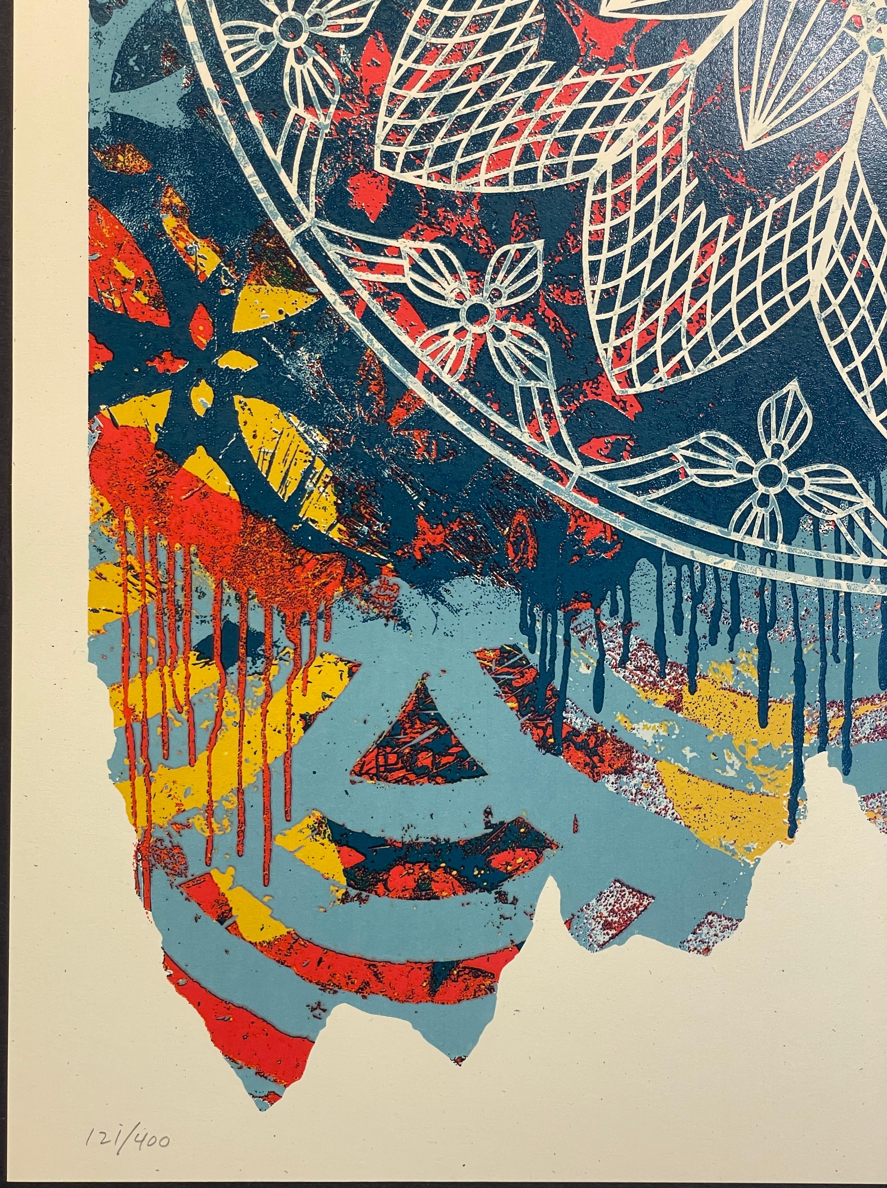 Shepard Fairey Collage Peace Mandala Serigrafia Blue Street Contemporary 3