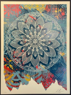 Shepard Fairey Collage Peace Mandala Serigrafia Blue Street Contemporary