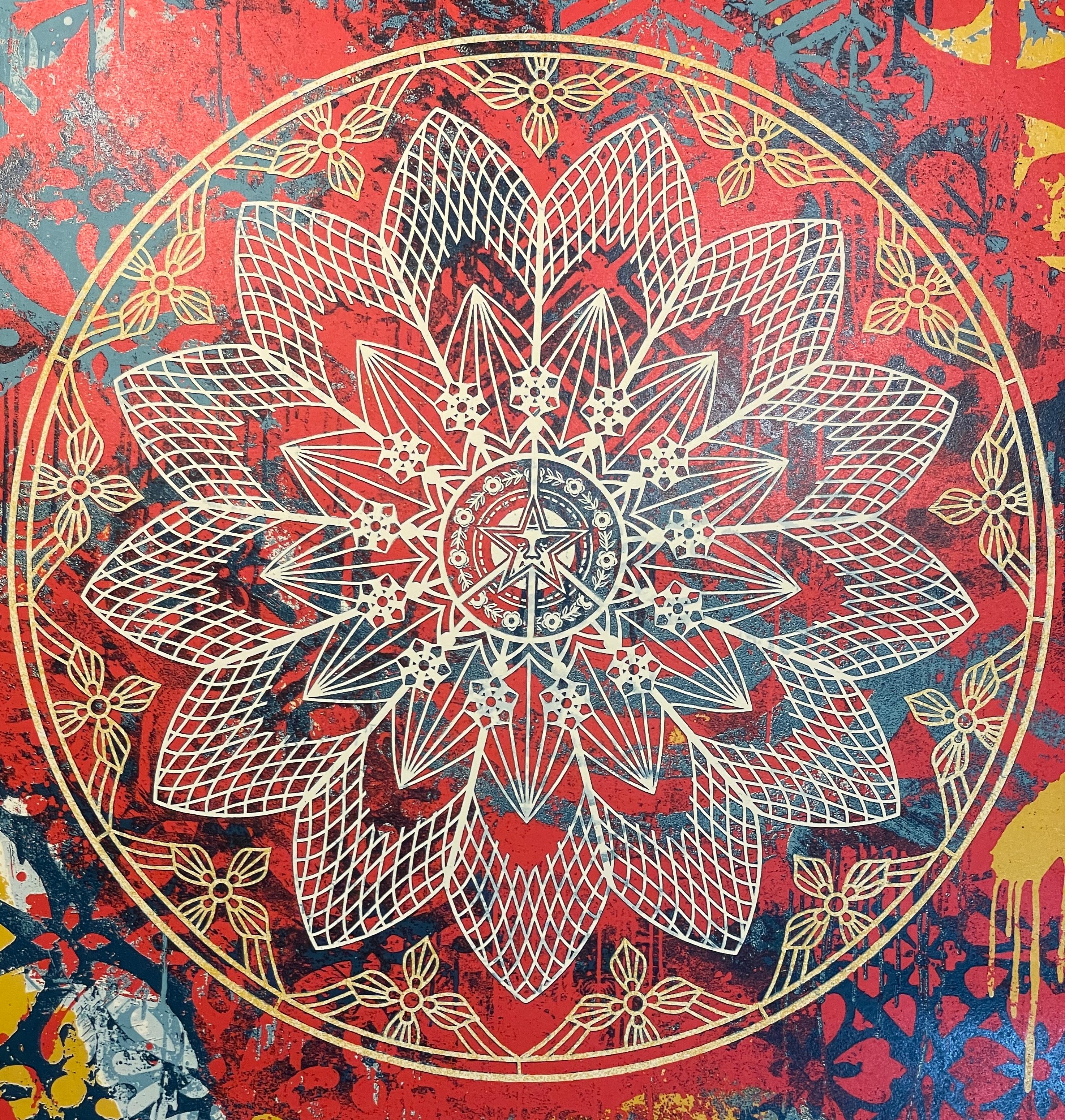 Shepard Fairey Collage Mandala de la Paz Serigrafía 