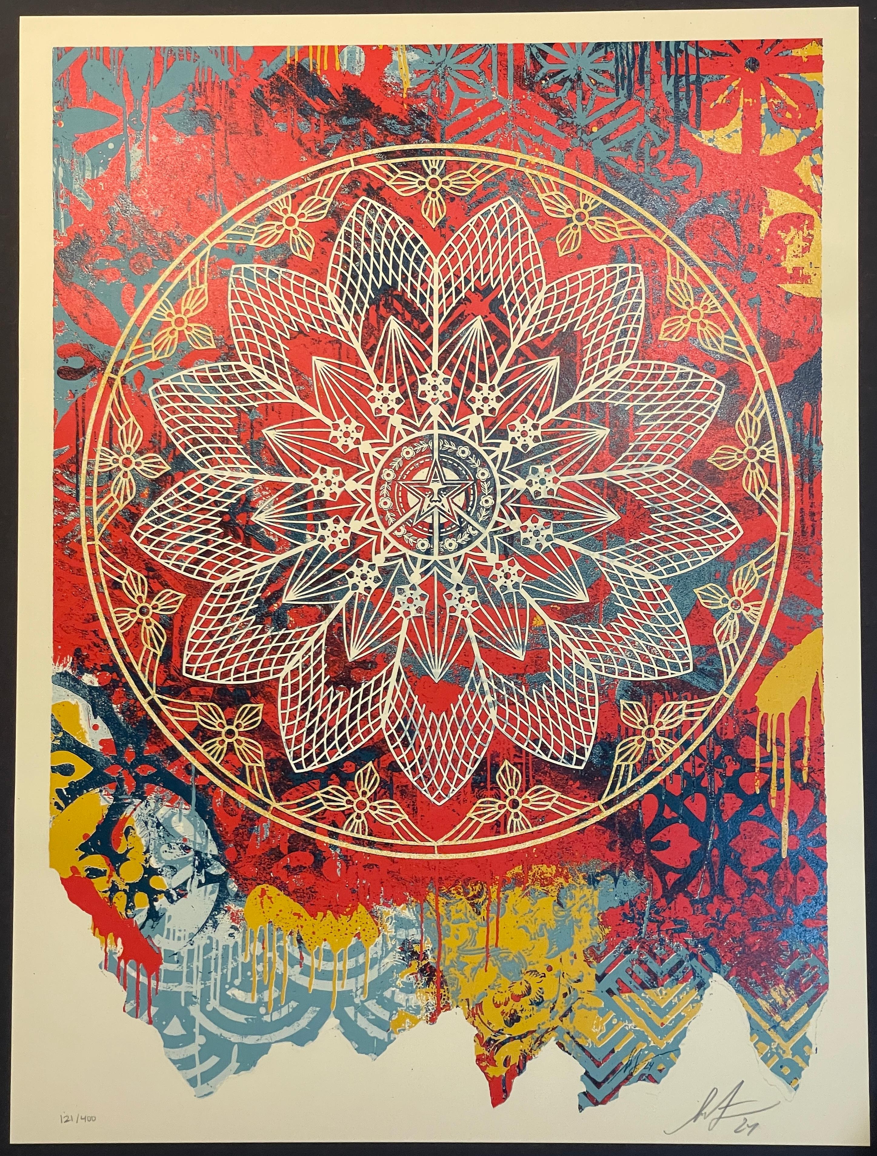 Shepard Fairey Collage Peace Mandala Serigrafia "Red" Street Contemporary