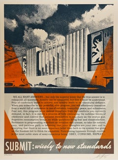 Shepard Fairey "Fábrica de Conformidad" Impresión de Arte Contemporáneo Naranja