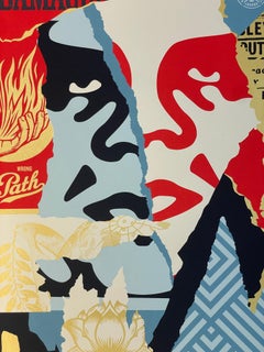 Shepard Fairey Damaged Icon Screenprint Obey Giant Face Contemporary Street Art