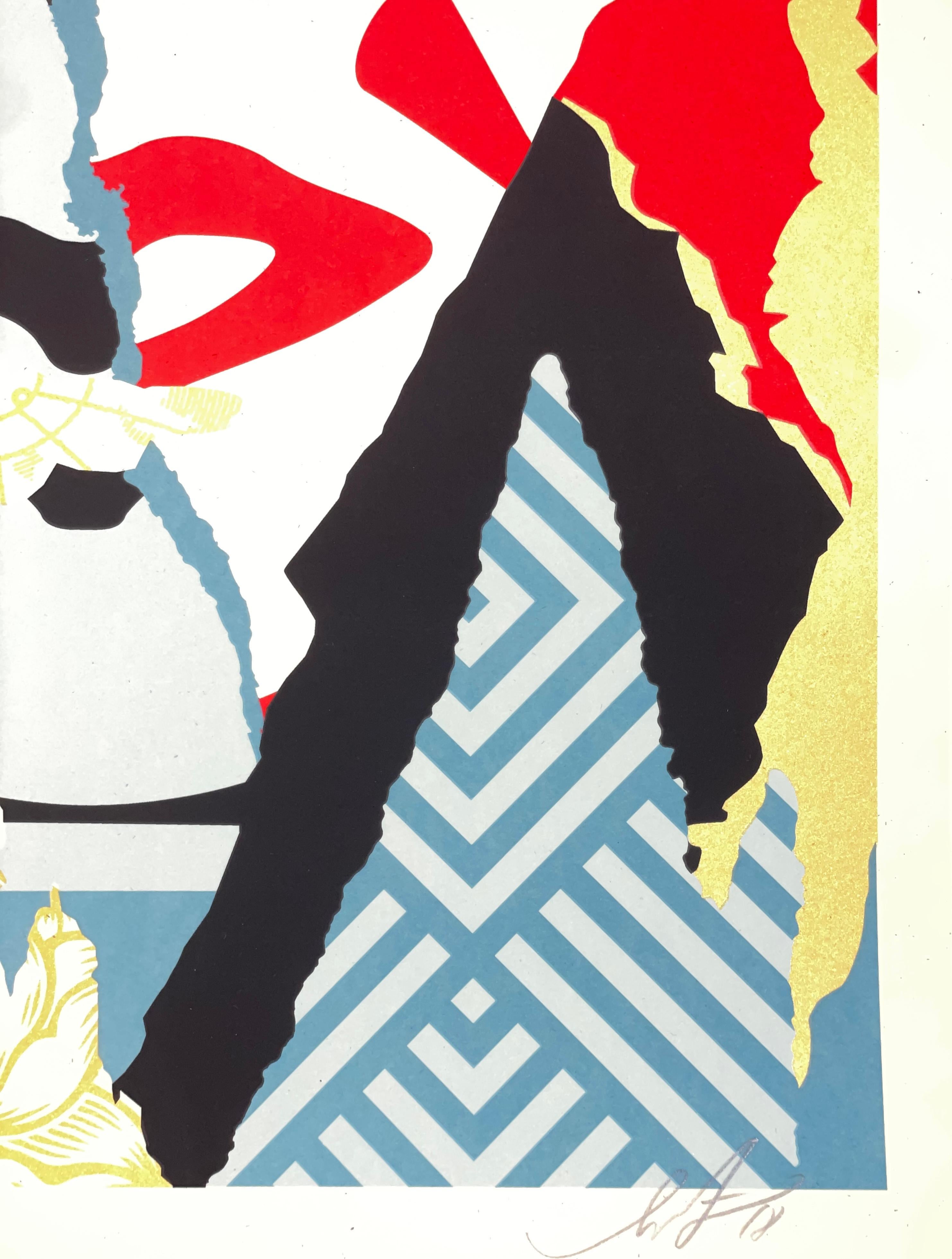 Shepard Fairey Damaged Icon Siebdruck Obey Giant Face Zeitgenössische Street Art im Angebot 1