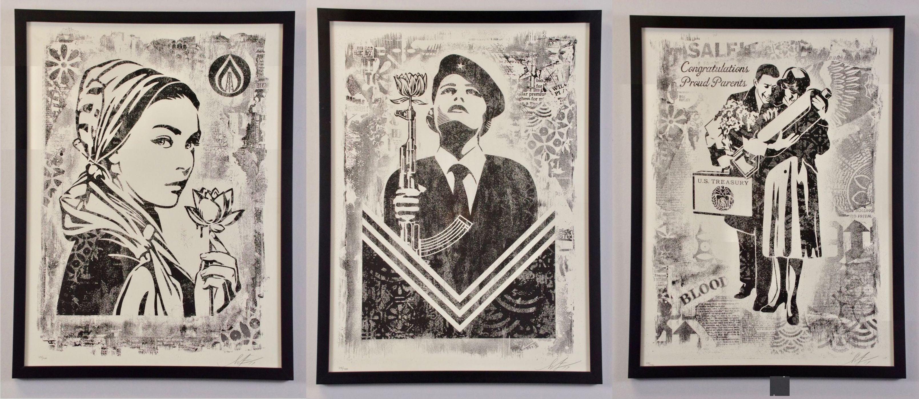 SHEPARD FAIREY Damaged (triptych), 2017 - Signed - Print by Shepard Fairey