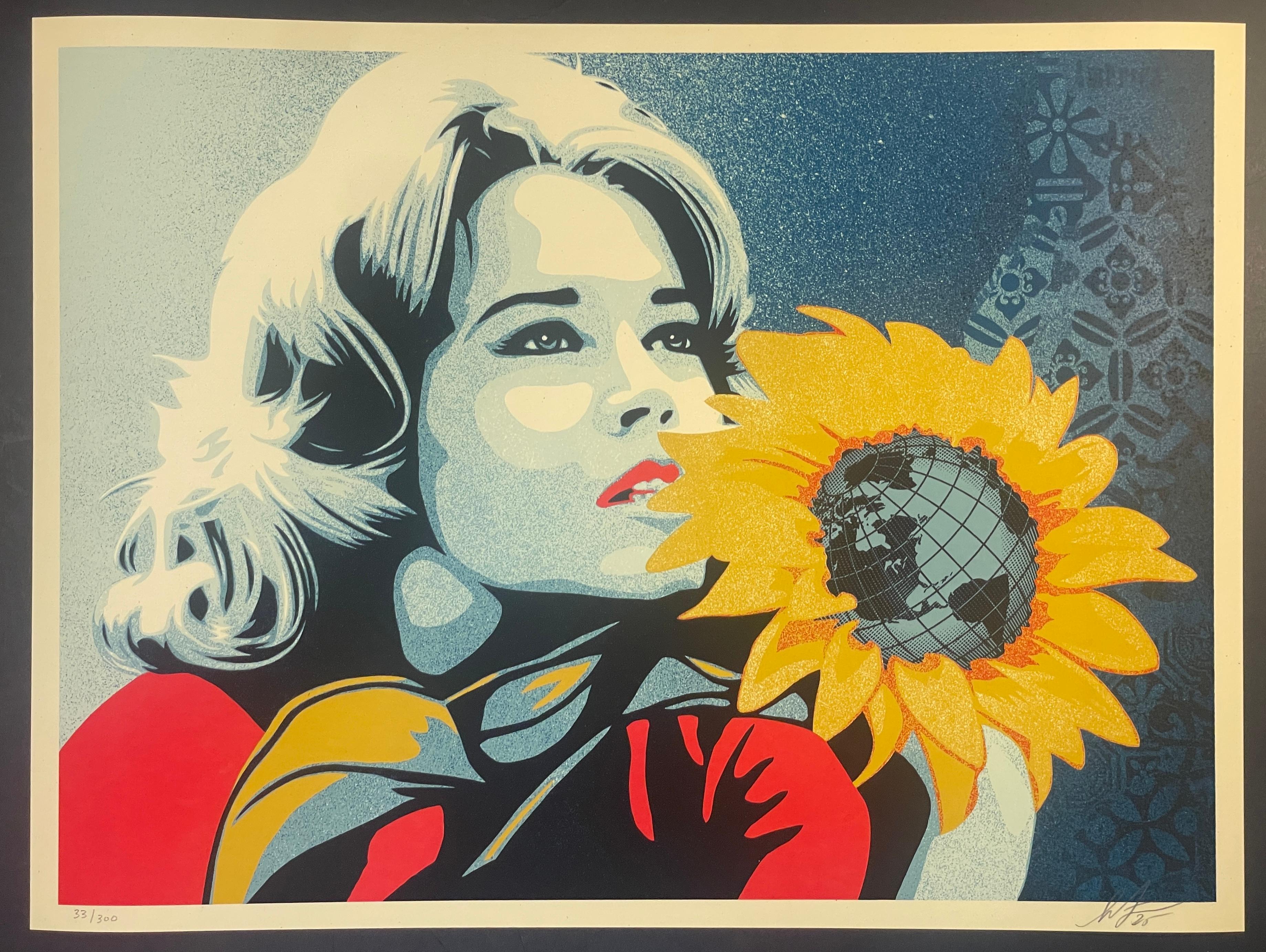 Shepard Fairey Earth Emissary Jane Fonda Screenprint Contemporary Street Art For Sale 6
