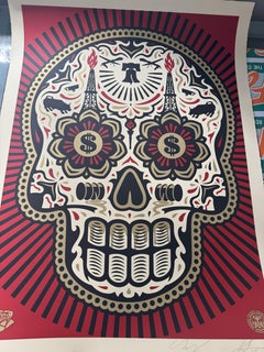 Shepard Fairey Ernesto Yerena Power Glory Skull Red Gold Large Format Print Ed75