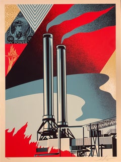 Factory Stacks Diptych Set, Signed Screen Print on Fine Art Paper