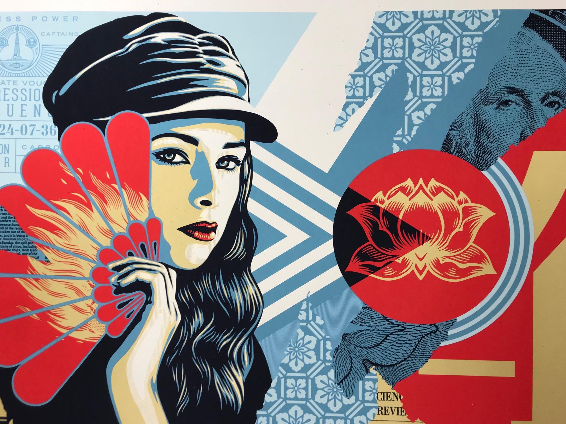 Shepard Fairey Fan The Flames Stampa Obey Poster Gigante 2019 Arte di Strada in vendita 3