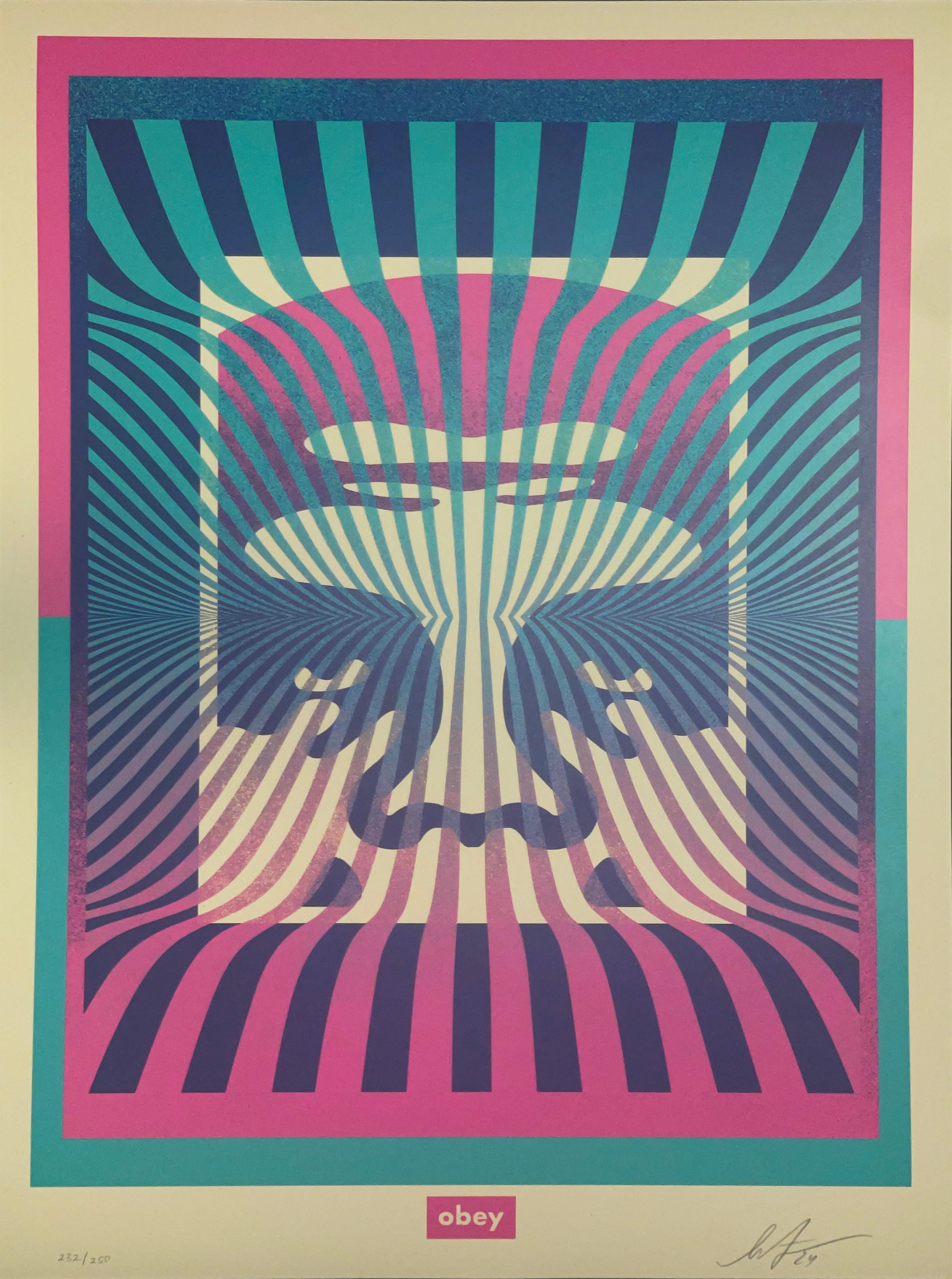 Shepard Fairey Fine Art Screenprint Op-Art Icon Aqua Gradient Street Pop 90s Art