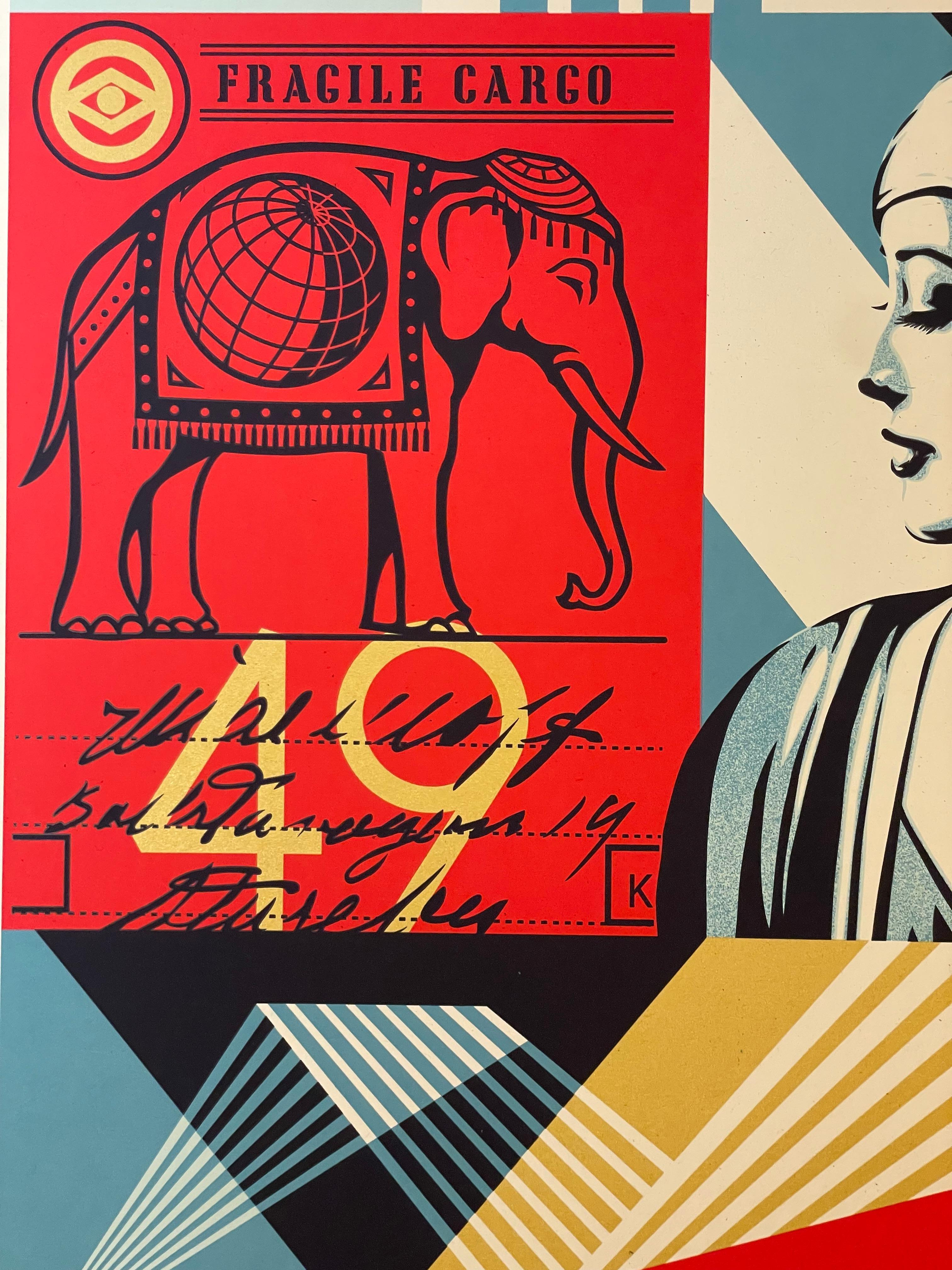 Shepard Fairey Fragile Cargo Elephant Screen Print Contemporary Art Signed  For Sale 2