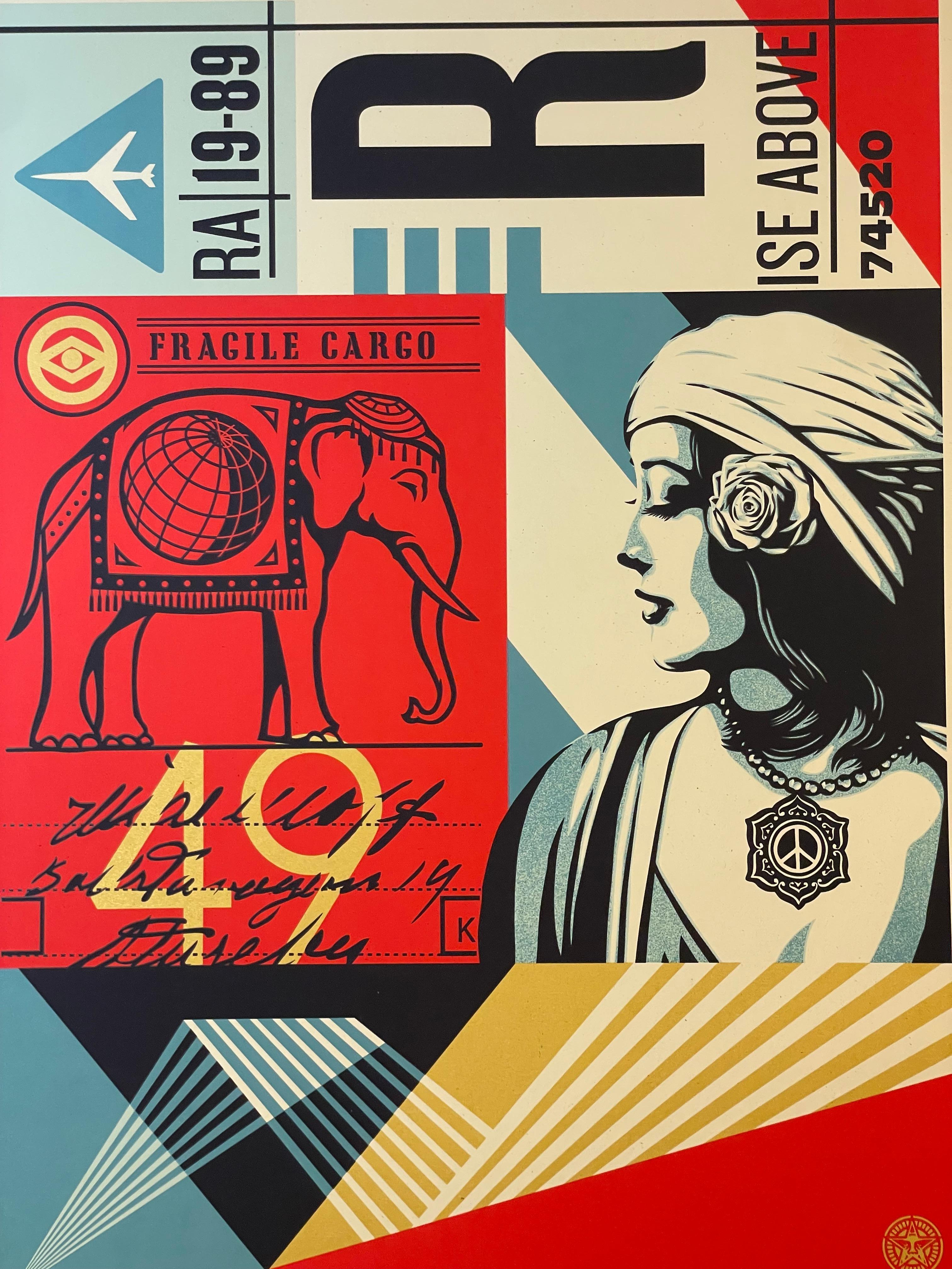 Shepard Fairey Fragile Cargo Elephant Screen Print Contemporary Art Signed  For Sale 3