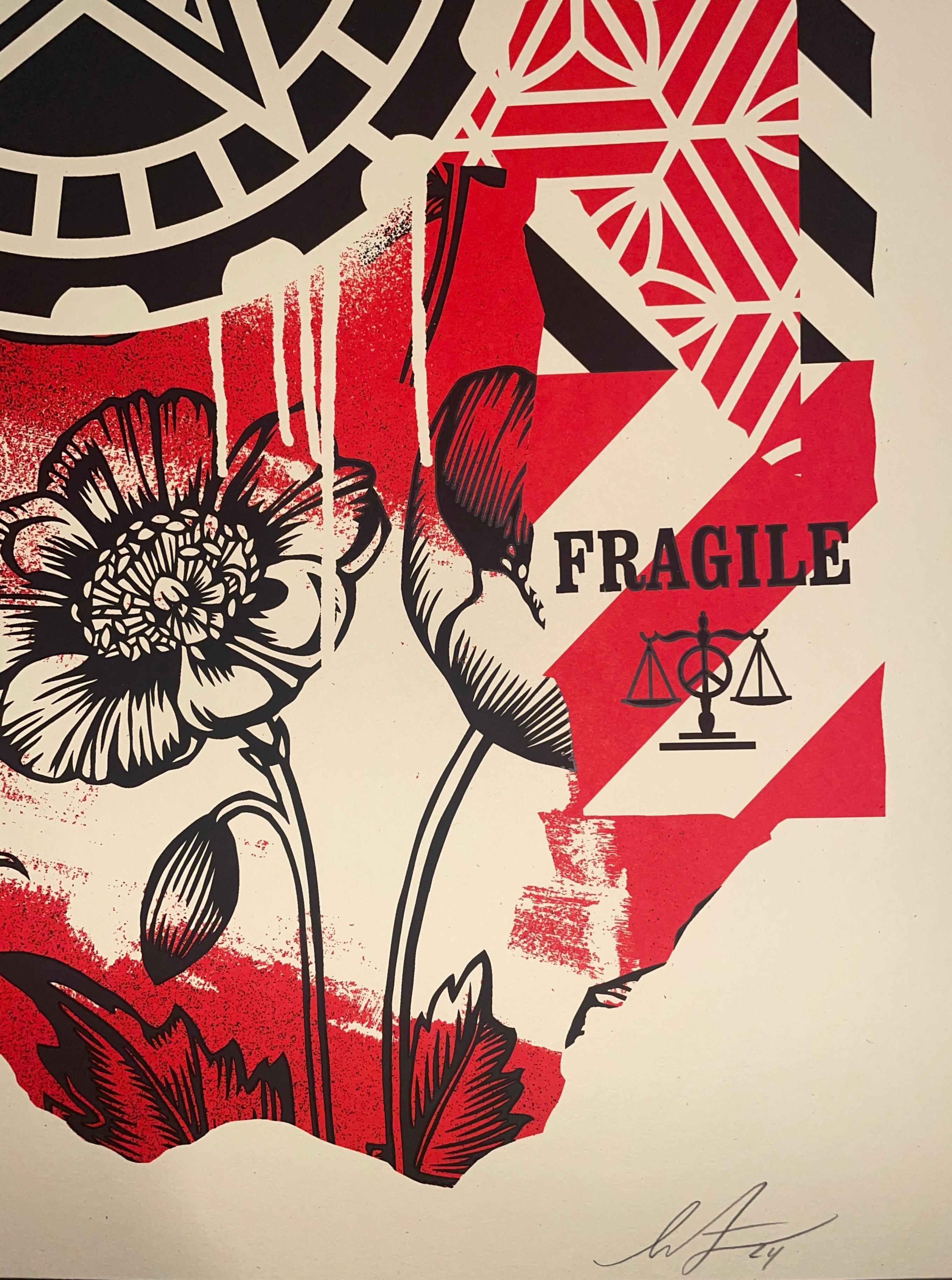 Shepard Fairey Sérigraphie Gears Of Justice Rouge Art de rue contemporain Obey en vente 9