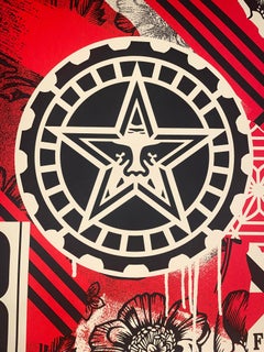 Shepard Fairey Gears Of Justice Screenprint Red Contemporary Street Art Obey