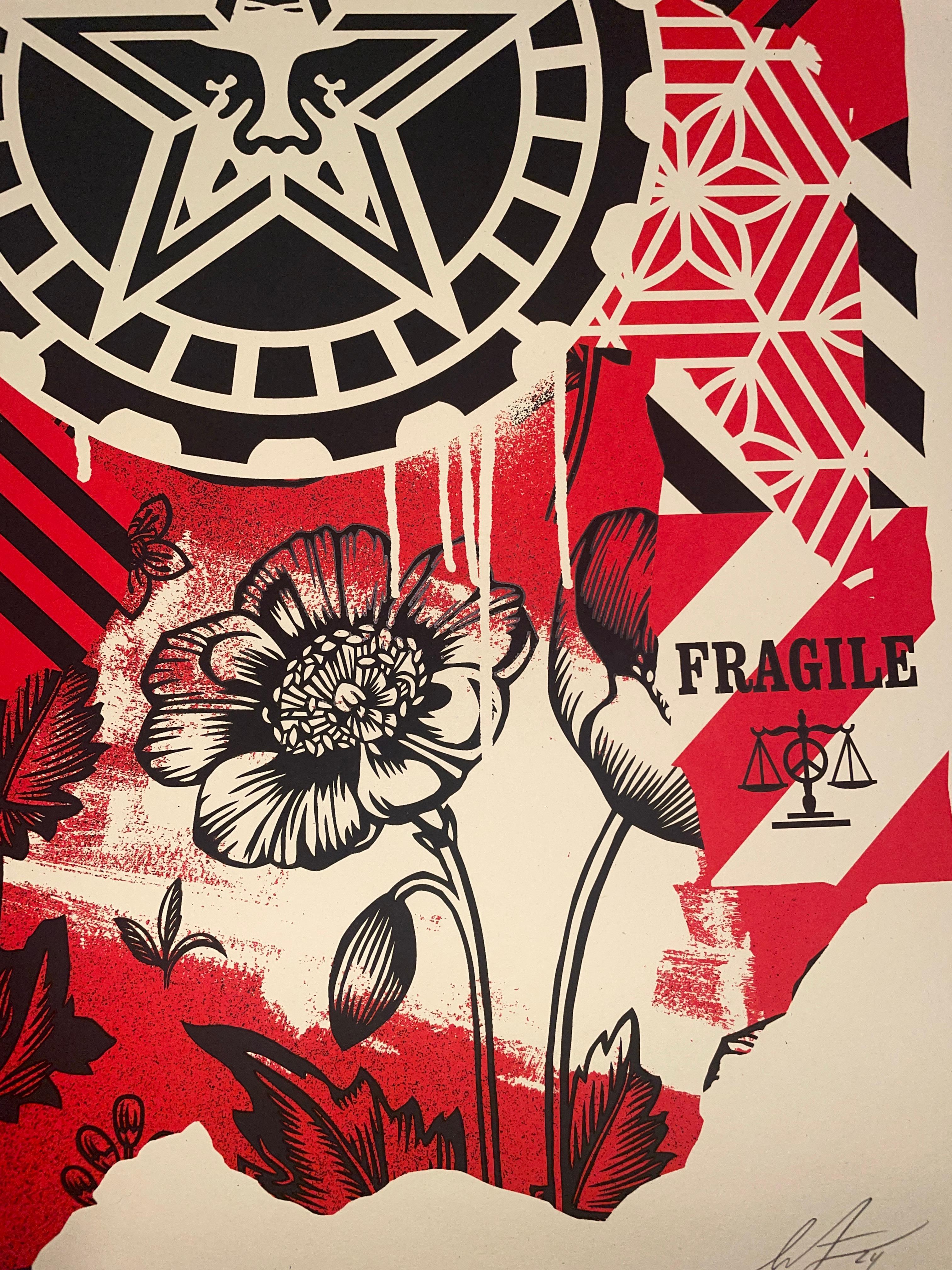 Shepard Fairey Sérigraphie Gears Of Justice Rouge Art de rue contemporain Obey en vente 5