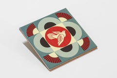 SHEPARD FAIREY - GEOMETRIC DOVE (BLUE TILE), urban art, tile, craft