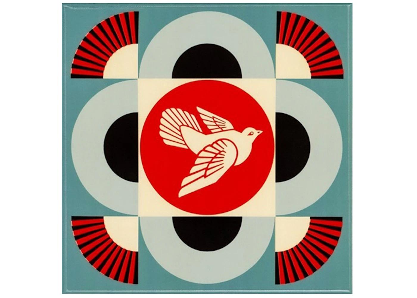 SHEPARD FAIREY - GEOMETRIC DOVE (BLUE TILE)

Date of creation: 2021
Medium: Digital print on tile with cork base
Edition: 225
Size: 15 x 15 cm
Condition: Brand new in mint condition
Description:
This is a digital art print on tile that belongs to a
