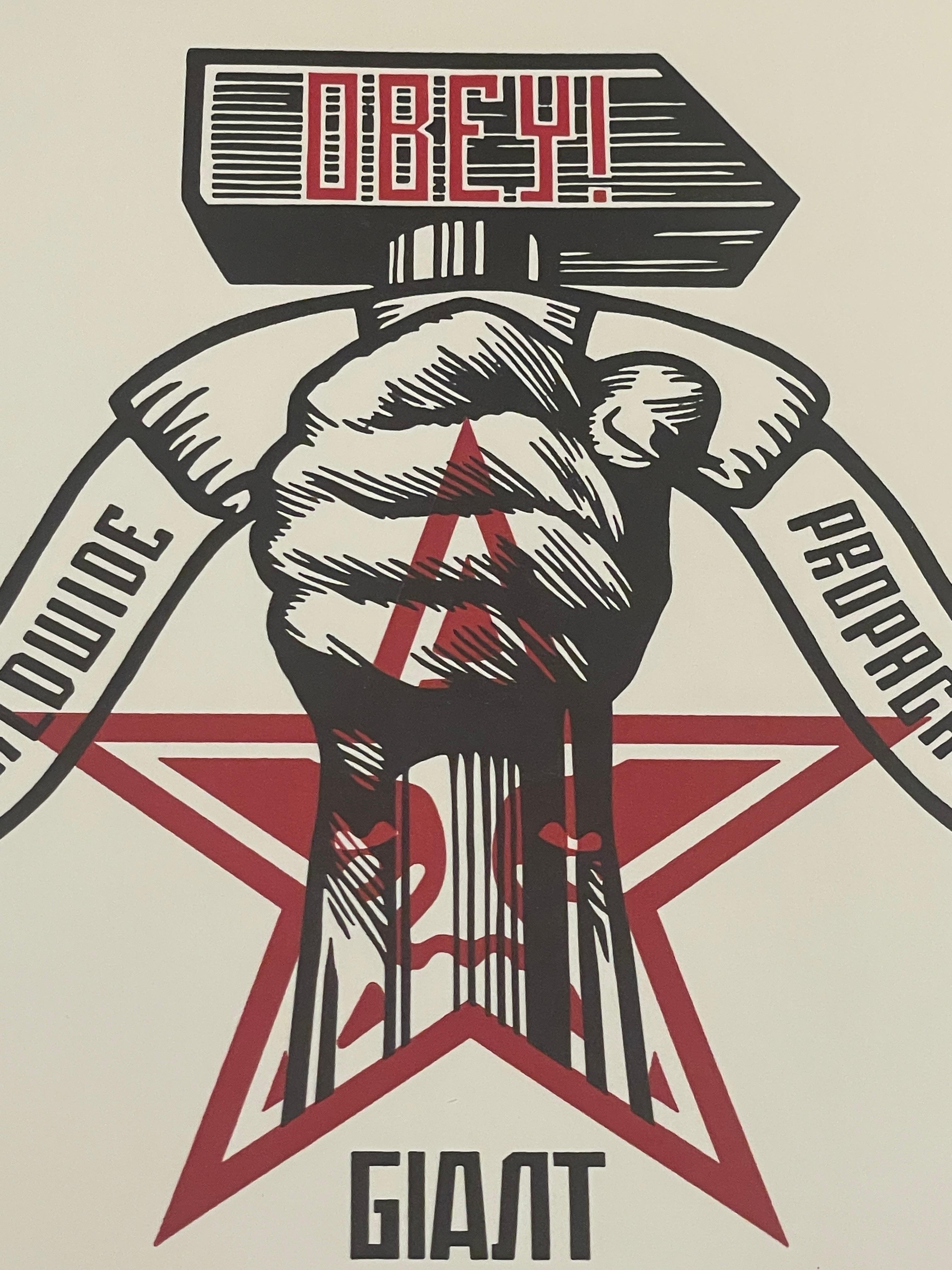 Shepard Fairey Martillo y puño Impresión tipográfica Arte callejero contemporáneo Obey Mint en venta 2