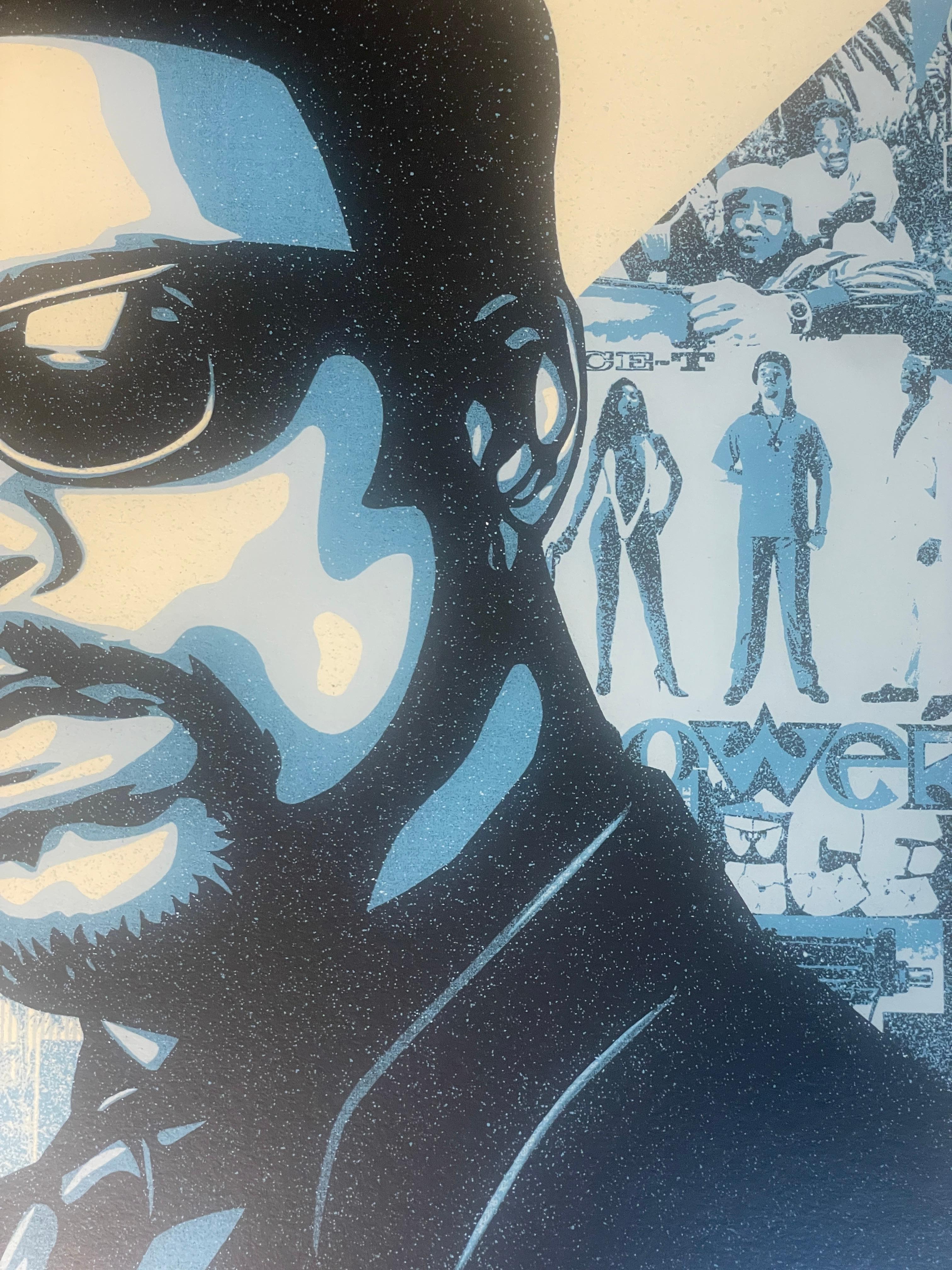 Shepard Fairey ICE-T OG Blue Screenprint Contemporary Street Rap Art Obey Giant For Sale 4