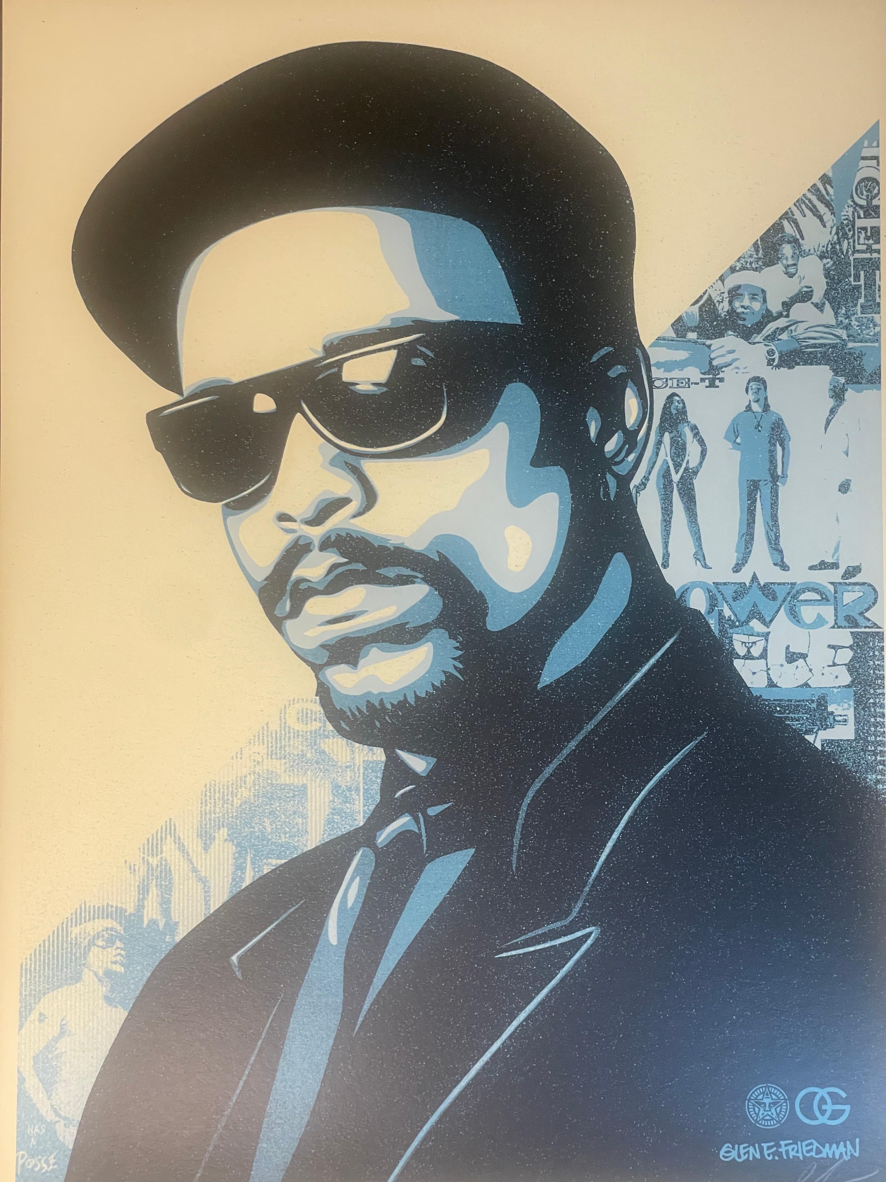 Shepard Fairey ICE-T OG Blue Screenprint Contemporary Street Rap Art Obey Giant For Sale 7