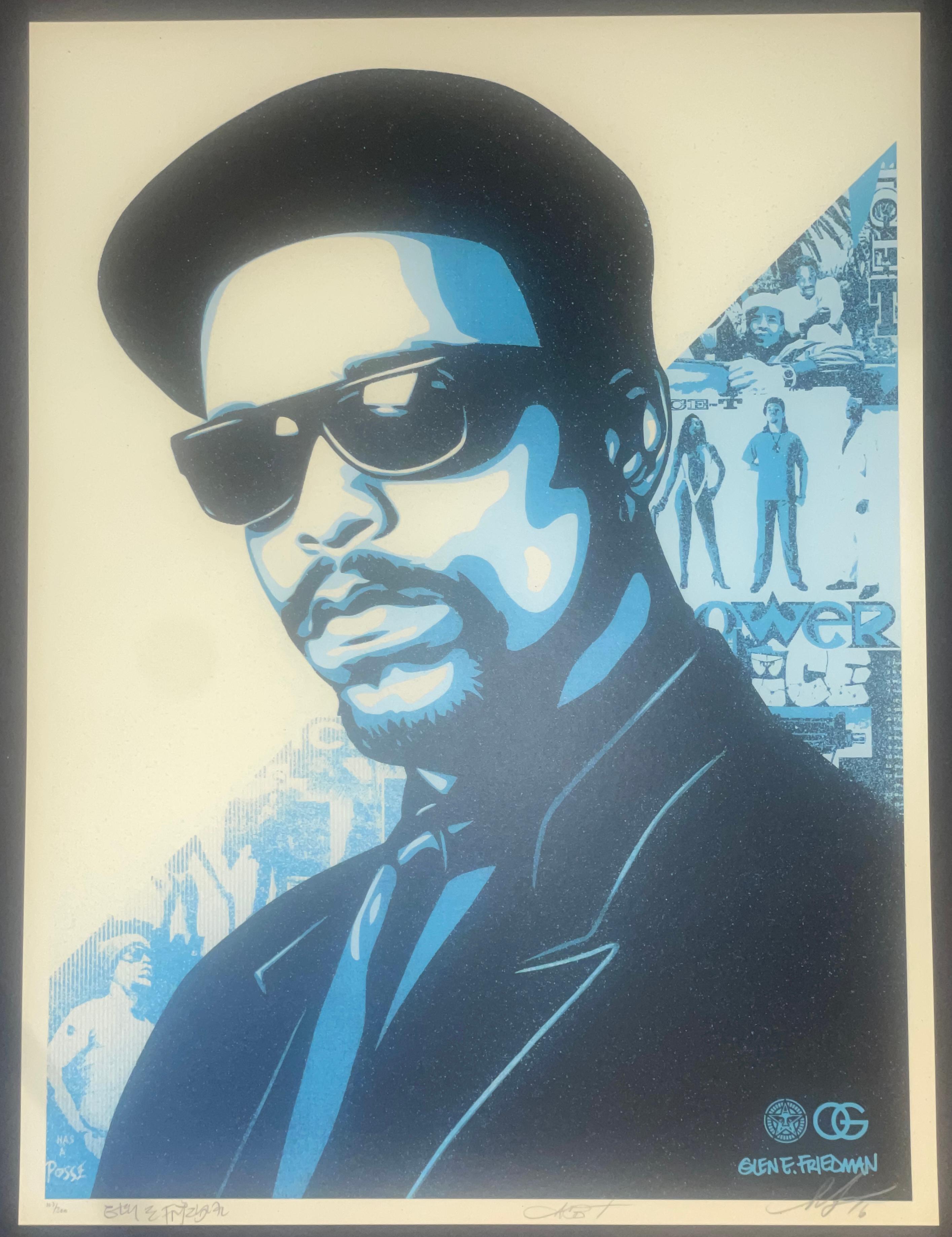 Shepard Fairey ICE-T OG Blue Screenprint Contemporary Street Rap Art Obey Giant For Sale 8