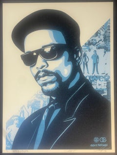 Shepard Fairey ICE-T OG Blue Screenprint Contemporary Street Rap Art Obey Giant