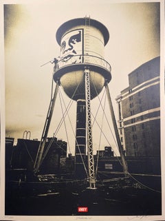 Shepard Fairey Icon Wasserturm, Friedensbaum, Großer Bruder Siebdrucke mit Golddrucken