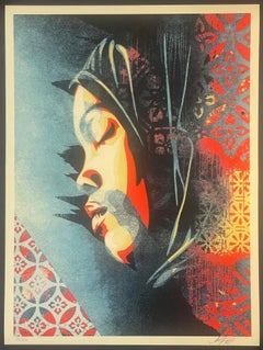 Shepard Fairey Israel Palestina Meditación Mujer Serigrafía Calle Contemporánea