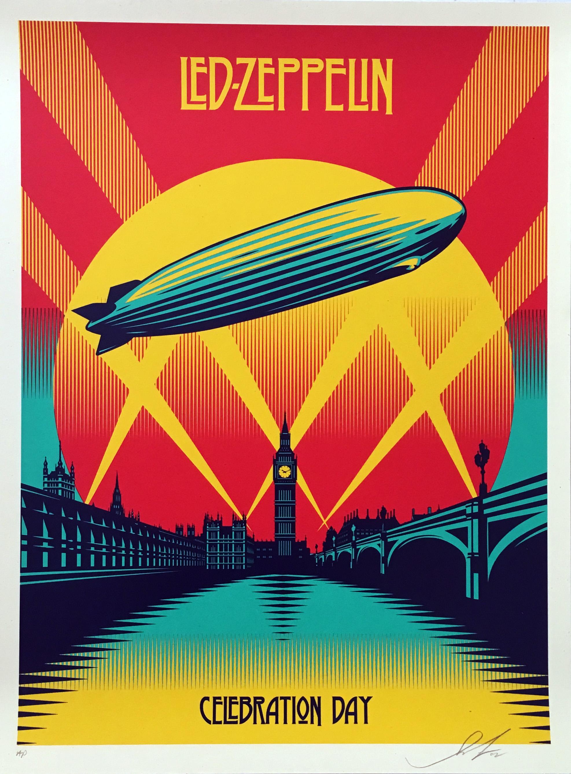 Siebdruck „Shepard Fairey Led Zeppelin Celebration Day“ von Shepard:: 2012 

Siebdruck in 4 Farben 
18 x 24 Zoll 
Ausgezeichneter Zustand mit Ausnahme von einigen sehr geringen Gebrauchsspuren. Gelagert flach in einer Archivierungsfassung. 
Auf der