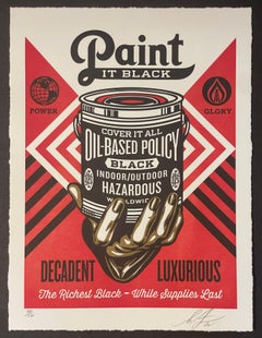 Shepard Fairey Letterpress "Paint It Black" Sérigraphie Street Contemporary Roll