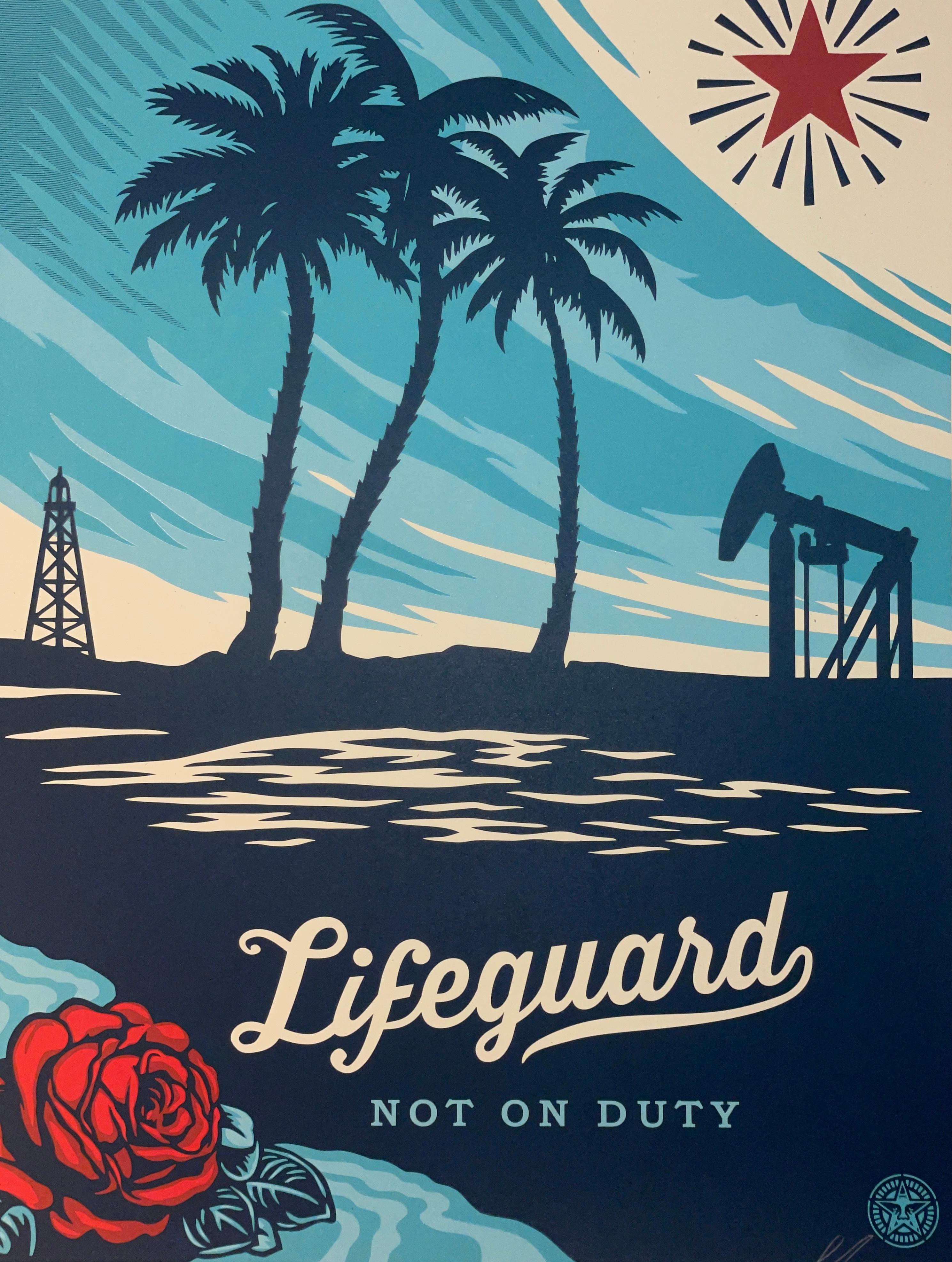 Shepard Fairey Lifeguard Not on Duty Siebdruck Contemporary Street Art Sommer im Angebot 1