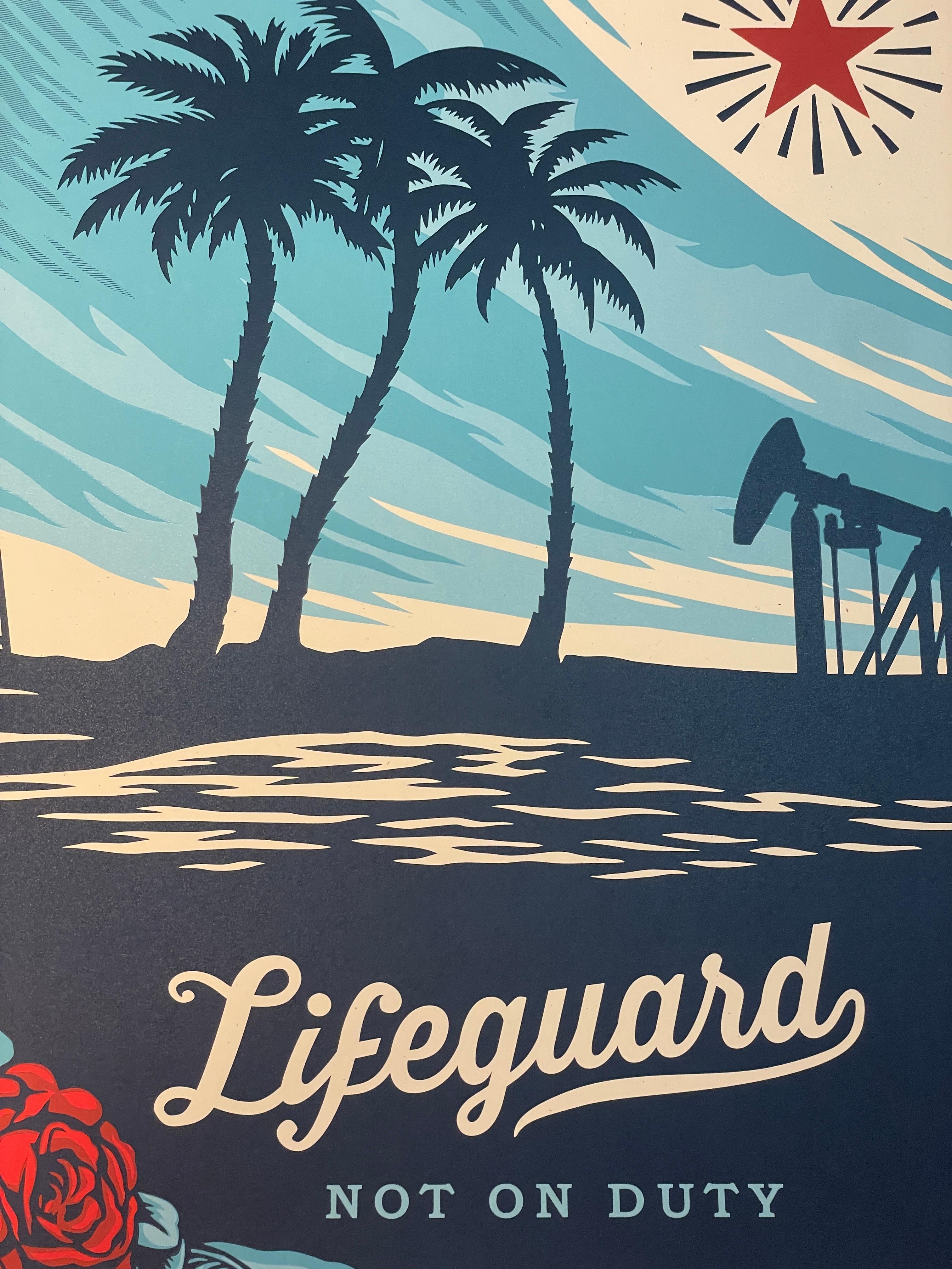 Shepard Fairey Lifeguard Not on Duty Screenprint Contemporary Street Art Summer For Sale 3