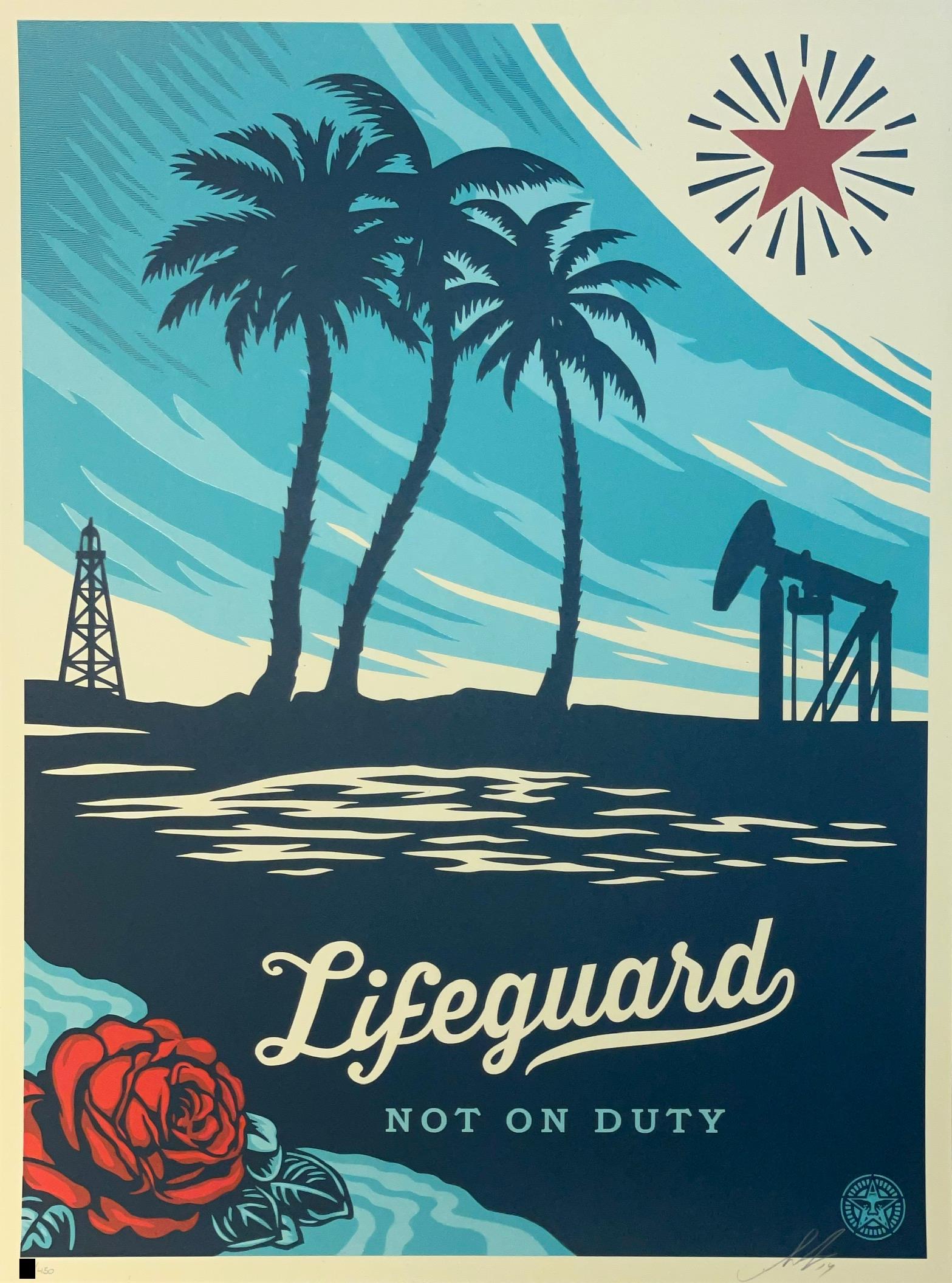 Shepard Fairey Lifeguard Not on Duty Screenprint Contemporary Street Art Summer