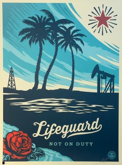 Shepard Fairey Lifeguard Not on Duty Screenprint Contemporary Street Art Summer