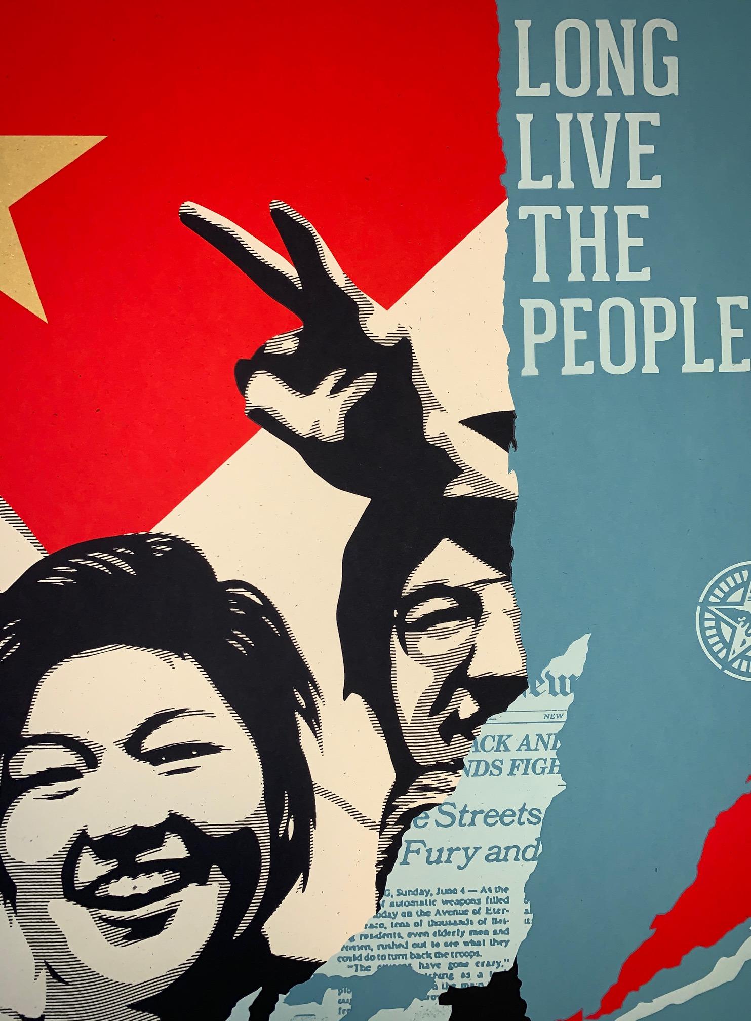 Shepard Fairey Long Live The People Collaboration with Ed Nachtrieb Diptych Set For Sale 1