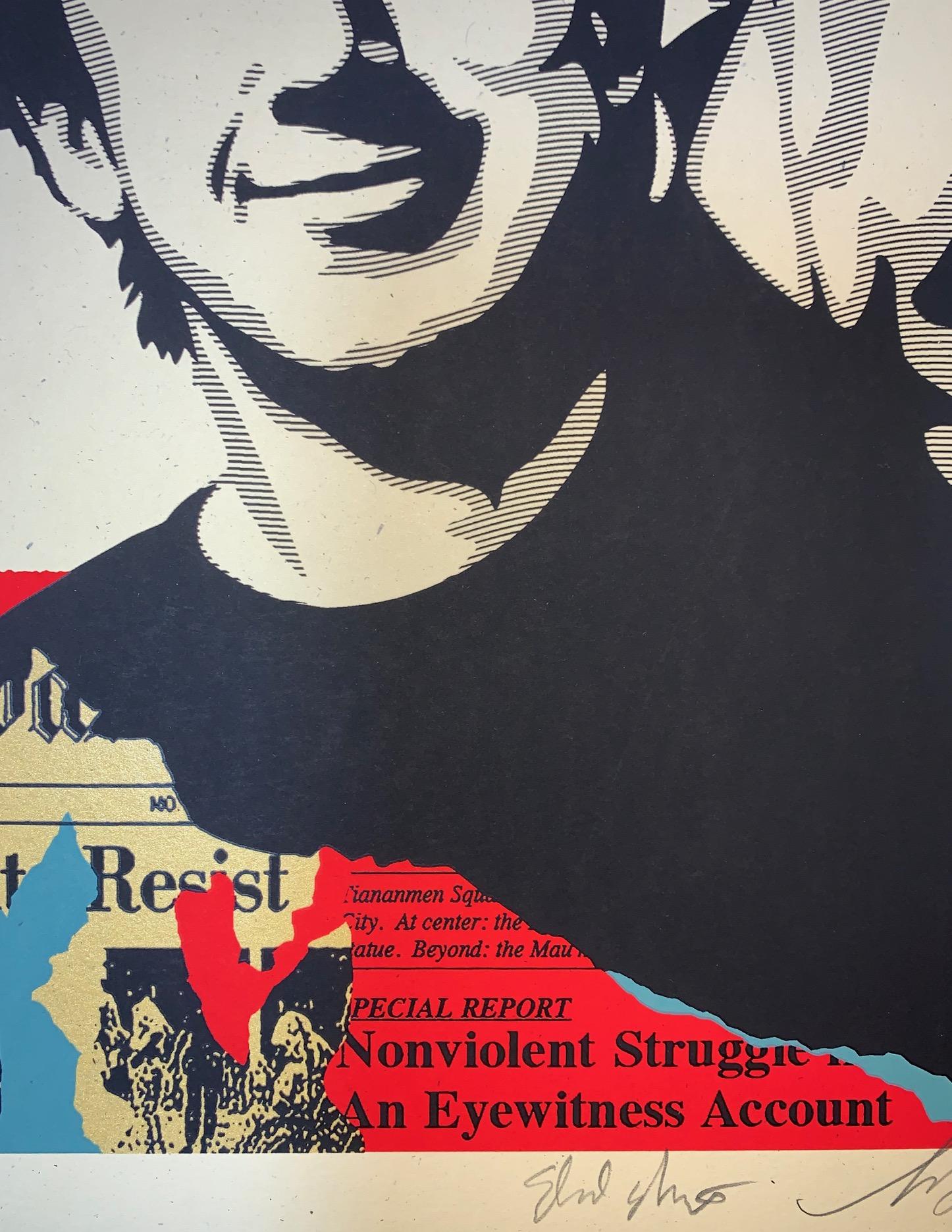 Shepard Fairey Long Live The People Collaboration with Ed Nachtrieb Diptych Set For Sale 2