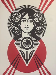 Shepard Fairey Tercer ojo abierto Serigrafía tipográfica Arte callejero contemporáneo