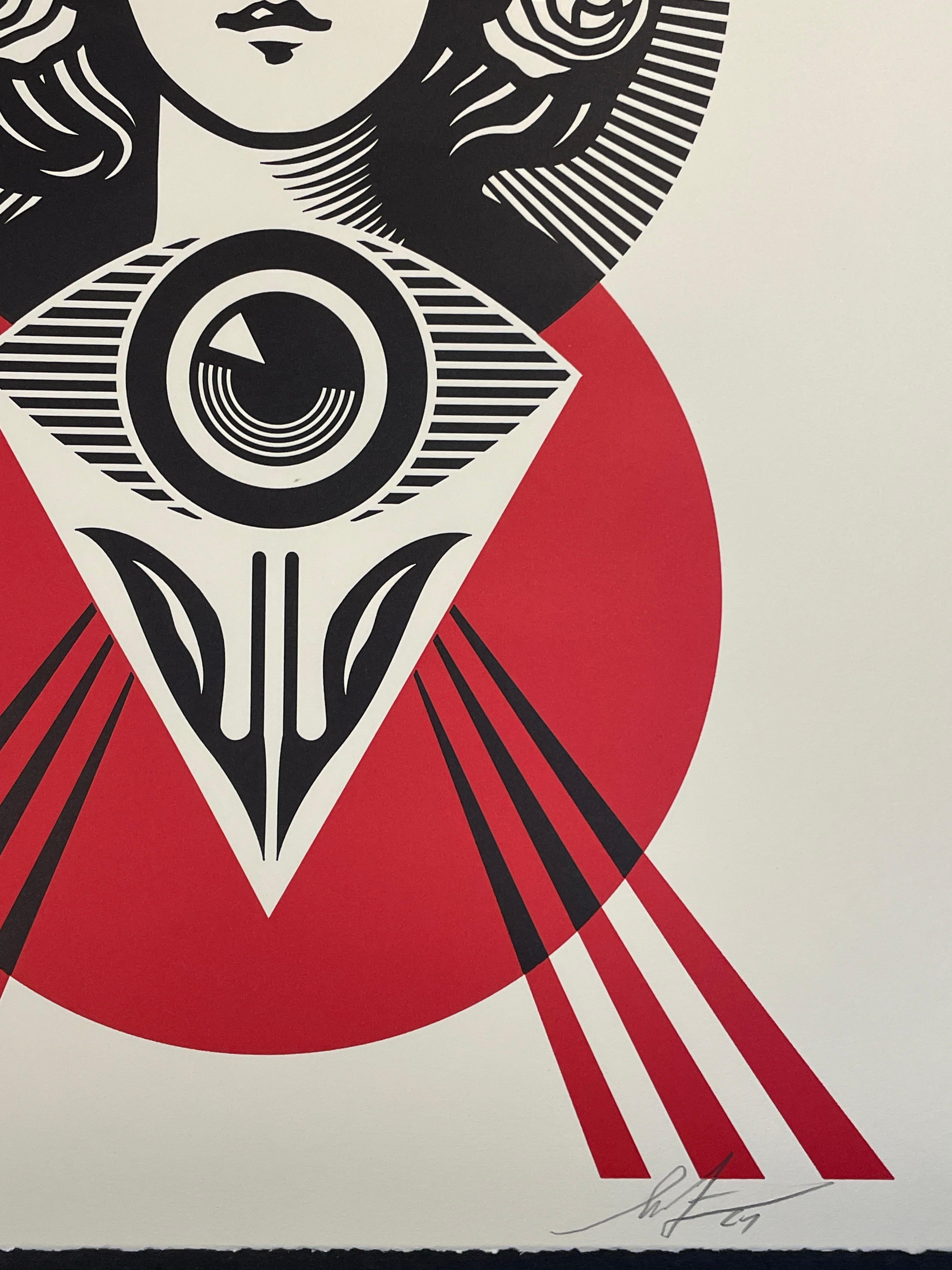 Shepard Fairey Tercer ojo abierto Serigrafía tipográfica Arte callejero contemporáneo en venta 2