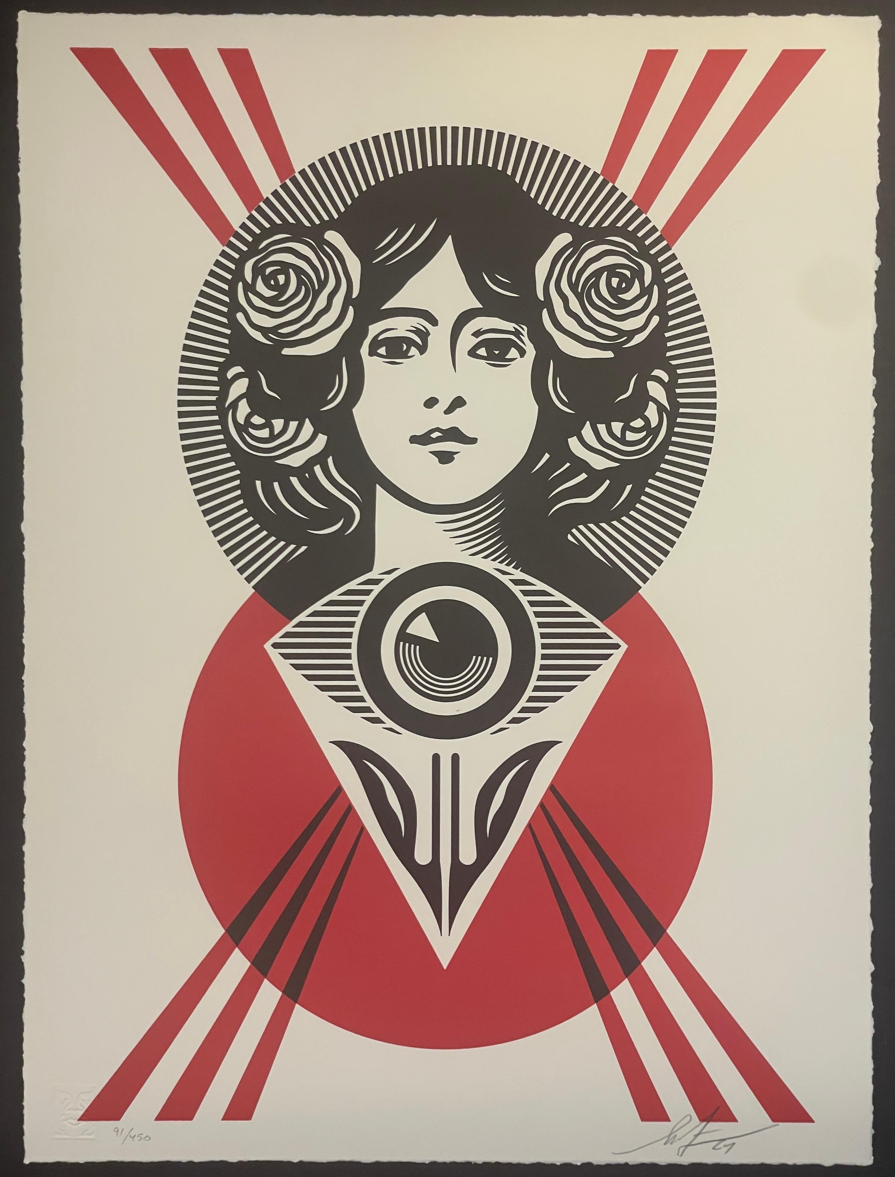 Shepard Fairey Tercer ojo abierto Serigrafía tipográfica Arte callejero contemporáneo en venta 7