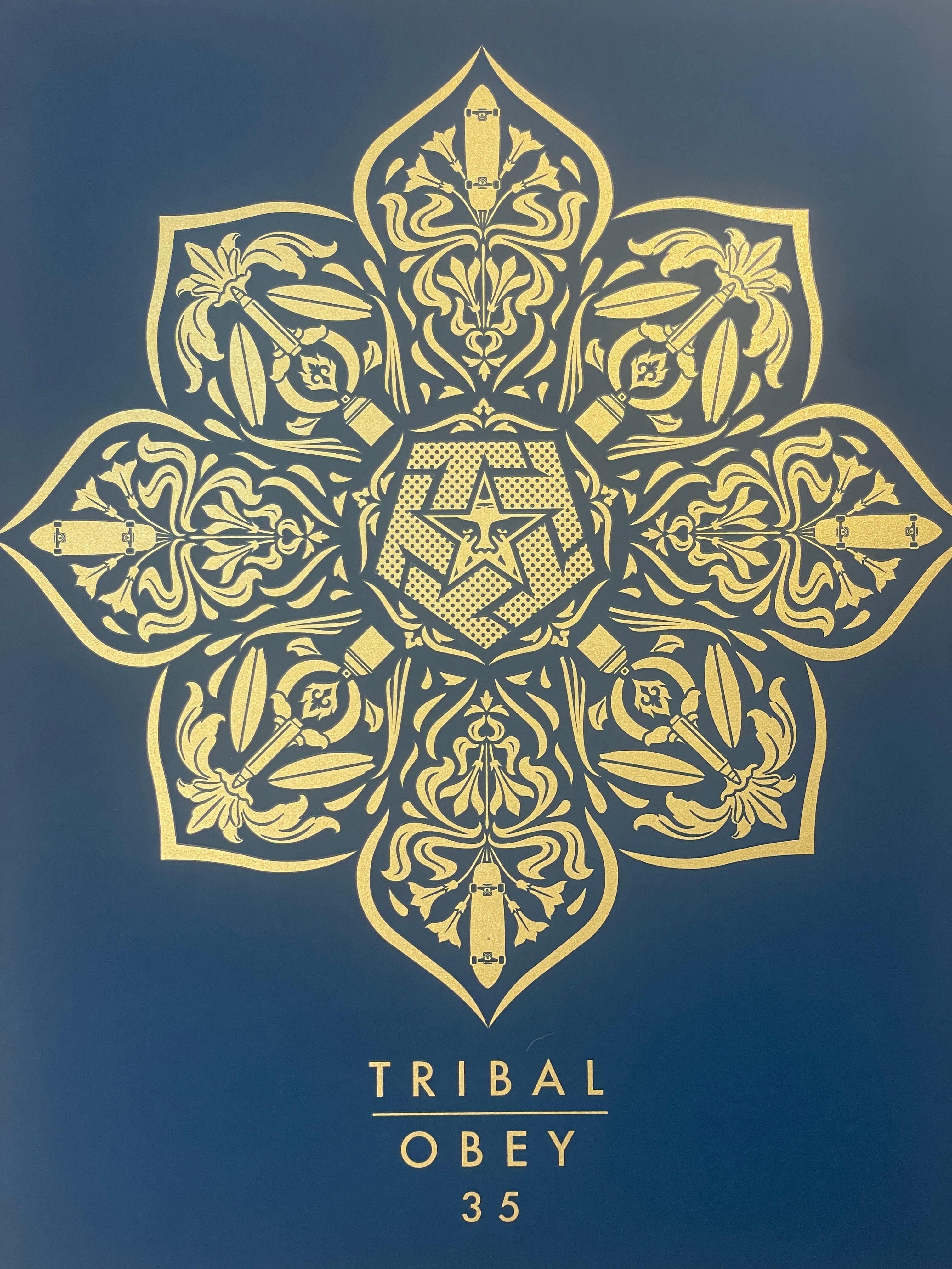 Shepard Fairey Mandala Tribal Screenprint Gold Metallic Inks Contemporary Street (Sérigraphie tribale Mandala - Encres métalliques dorées) en vente 3
