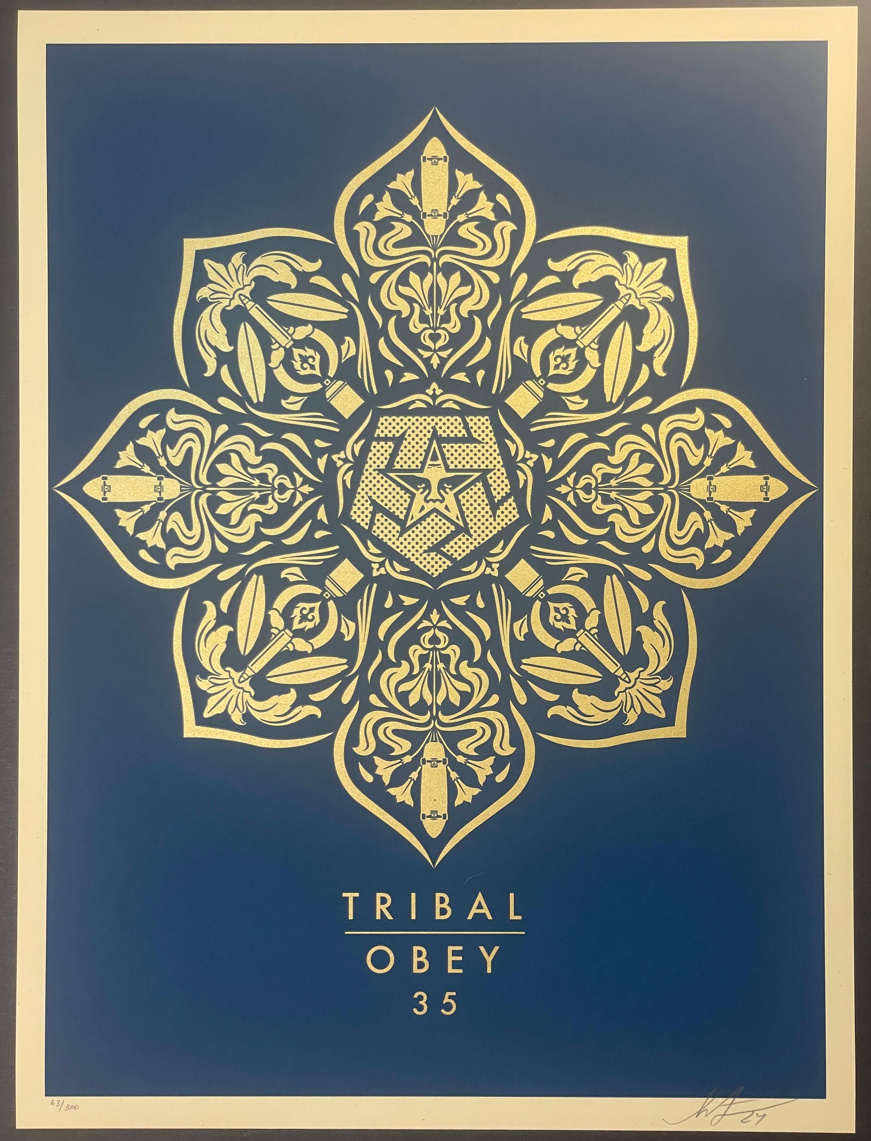 Shepard Fairey Mandala Tribal Screenprint Gold Metallic Inks Contemporary Street (Sérigraphie tribale Mandala - Encres métalliques dorées) en vente 6
