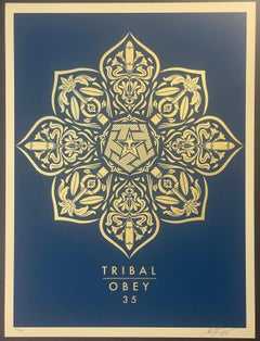 Shepard Fairey Mandala Tribal Serigrafía Oro Tintas Metálicas Contemporáneo Street